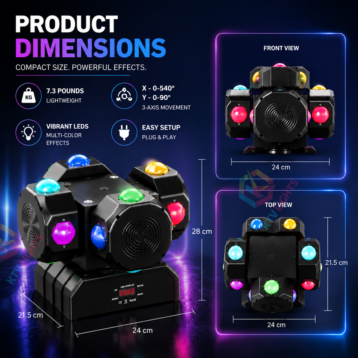 KTVLIGHTS LED 200W RGBW Moving Head Light DMX512 DJ Stage Lighting - E49