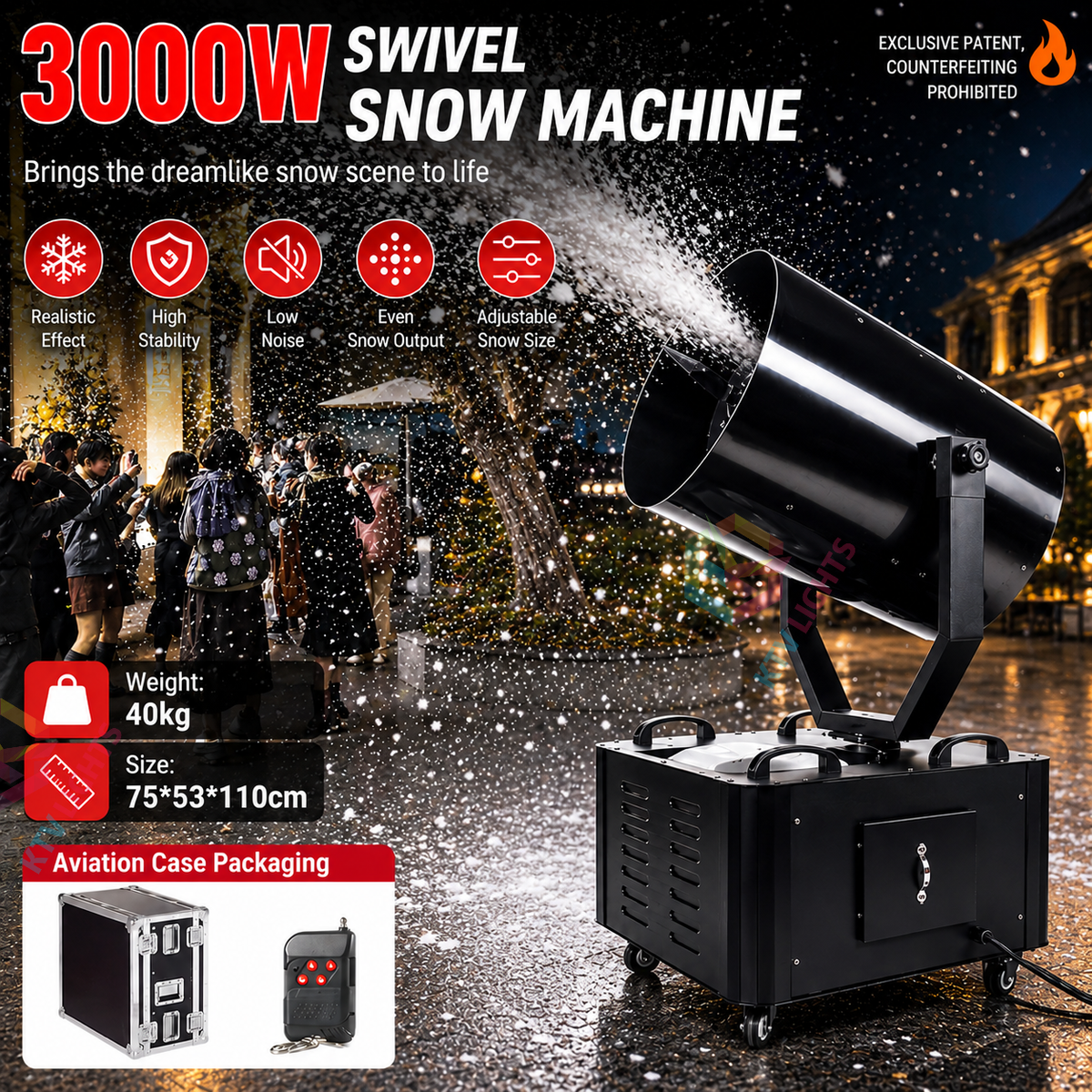 KTVLIGHTS 4000W Moving Head Snow Machine for Stage & Wedding-H8