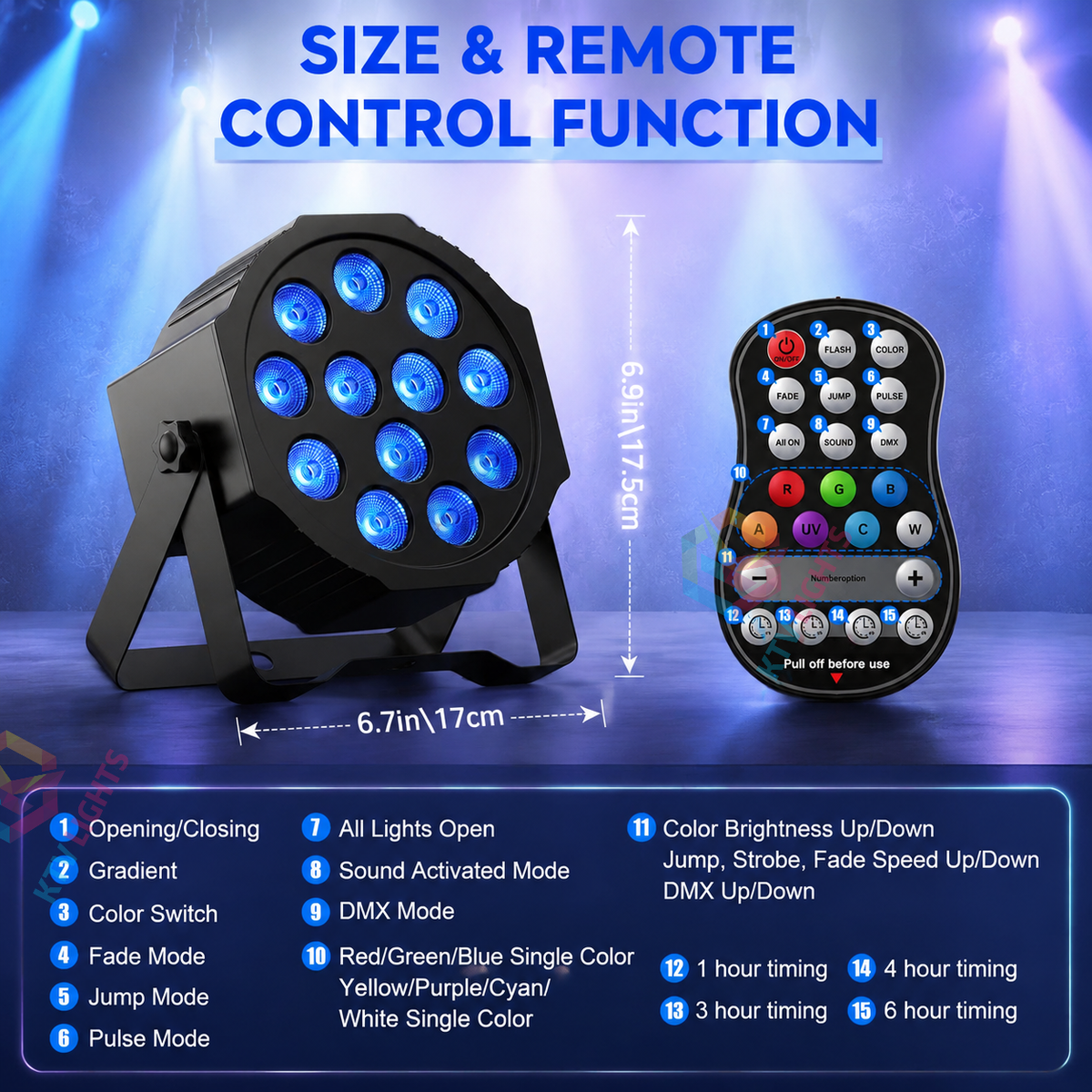 KTVLIGHTS Rechargeable RGBW LED Stage PAR Light-P16