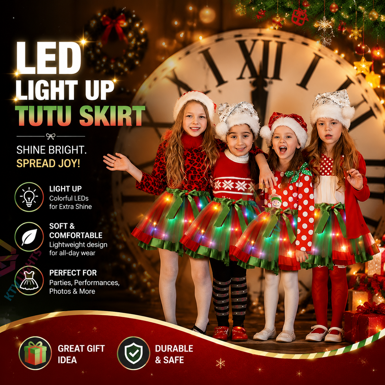KTVLIGHTS Kids Pumpkin LED Tutu Skirt for Halloween Costume-M53