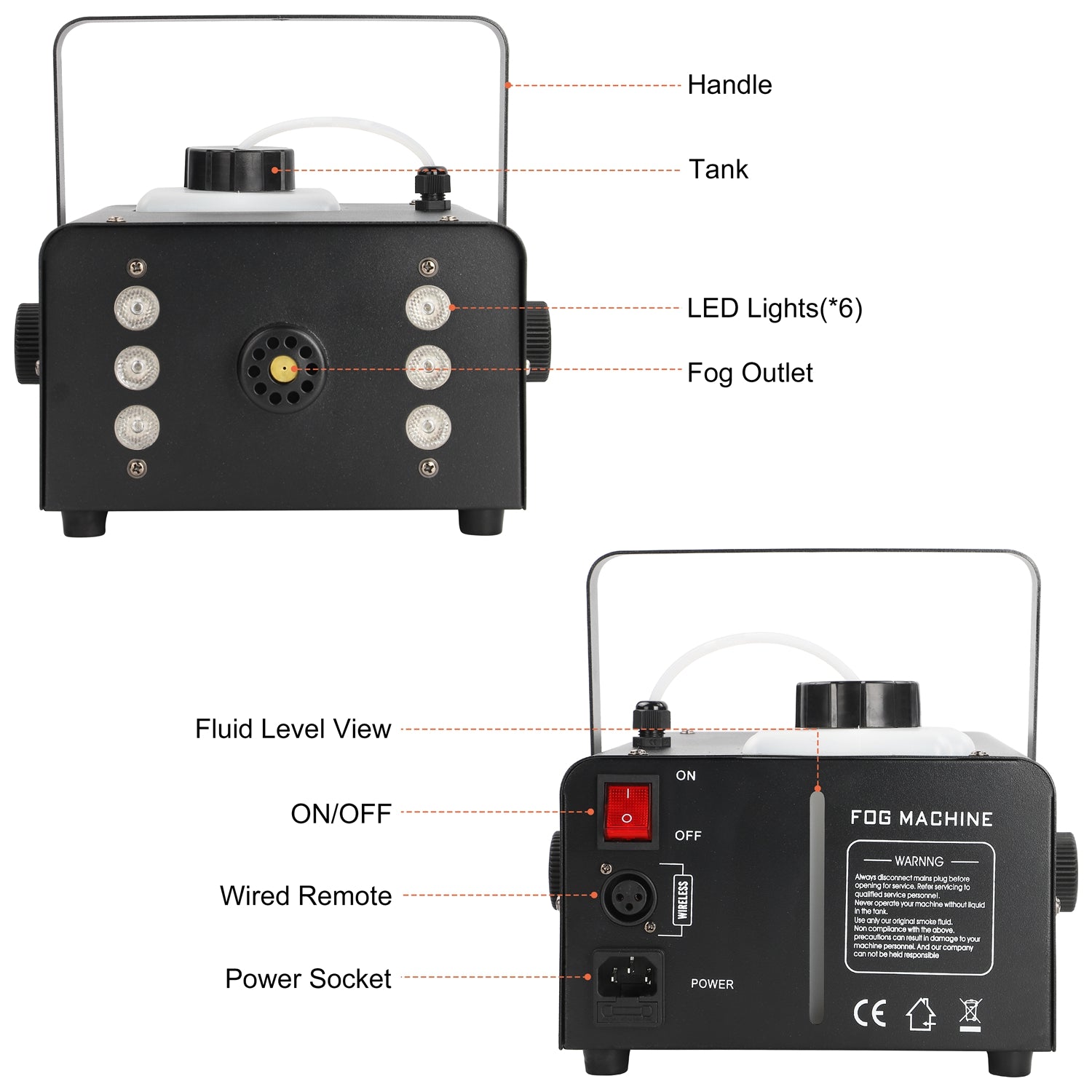 1500W Upgraded RGB 6LED Fog Machine - Y13