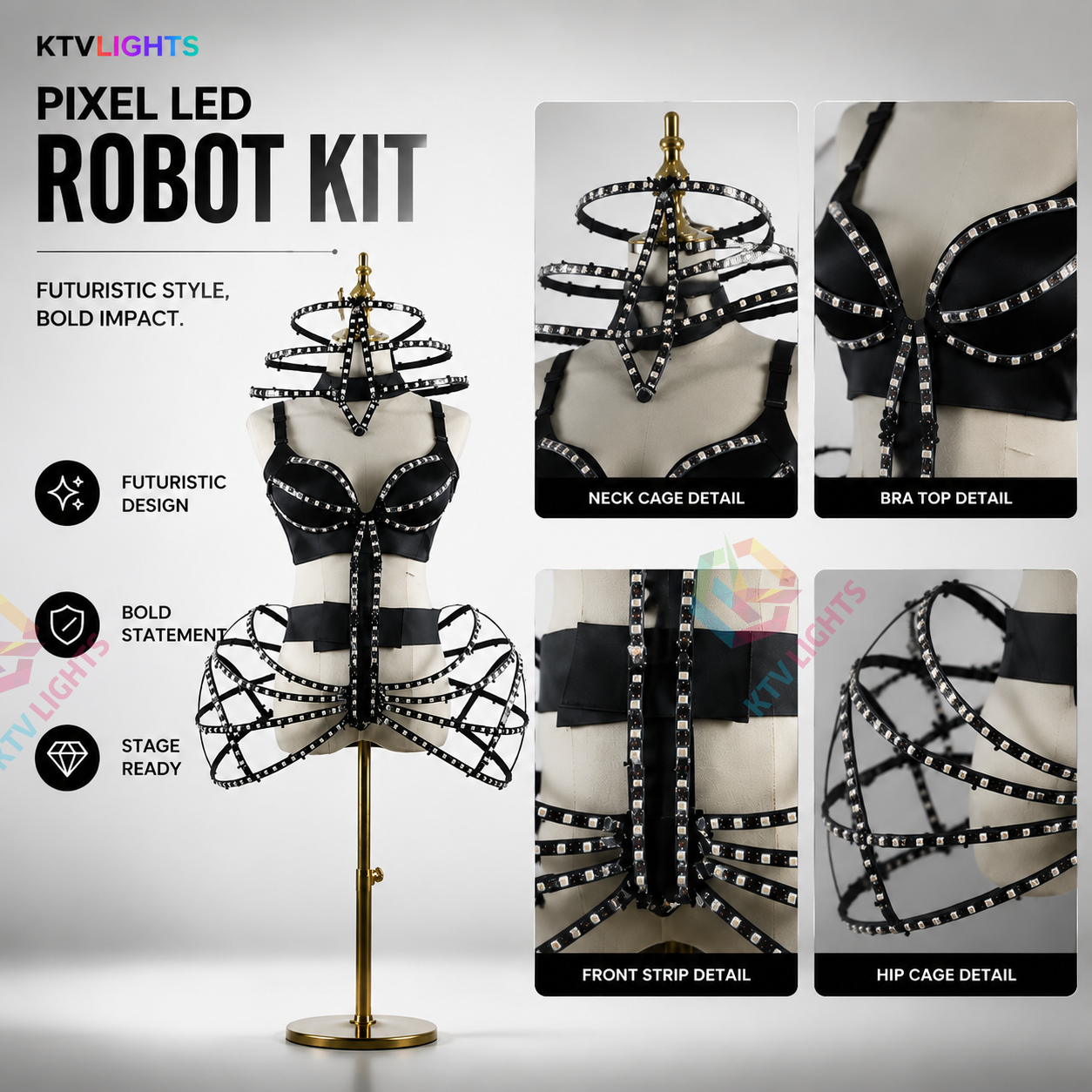 KTVLIGHTS Create A Cyberpunk Look With Pixel LED Wear-M21