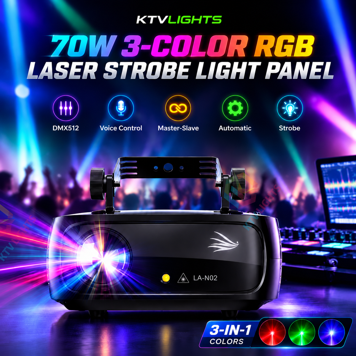 KTVLIGHTS RGB Animation Strobe Laser Light – DJ Stage Effect Light – DMX512 - A12