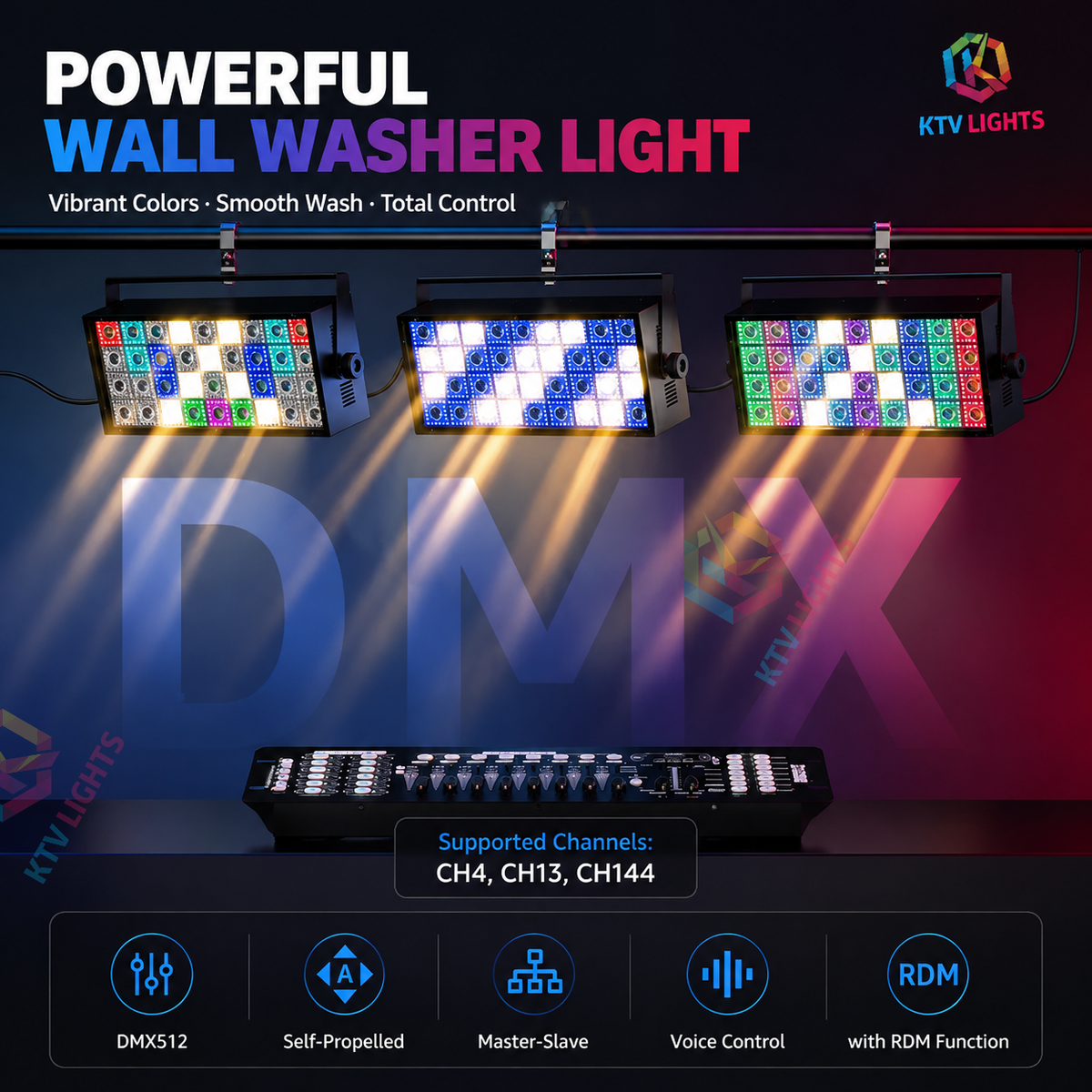 KTVLIGHTS 200W RGBW LED Stage Wall Washer Light-X15