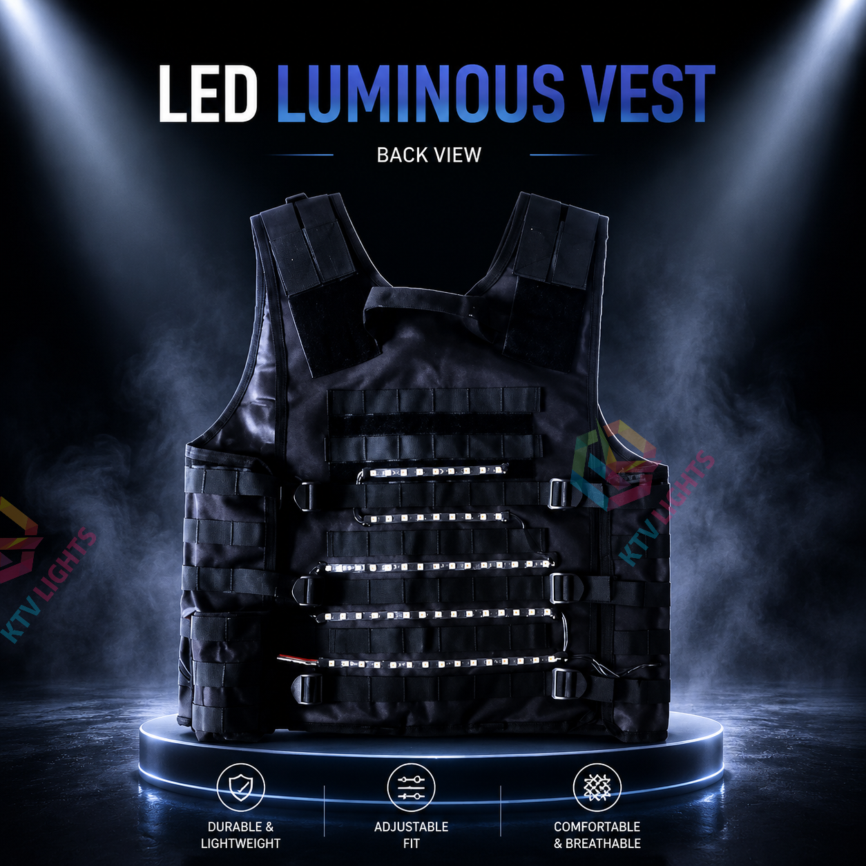 KTVLIGHTS Colorful LED Vest for Rave Parties & DJ Events-M42