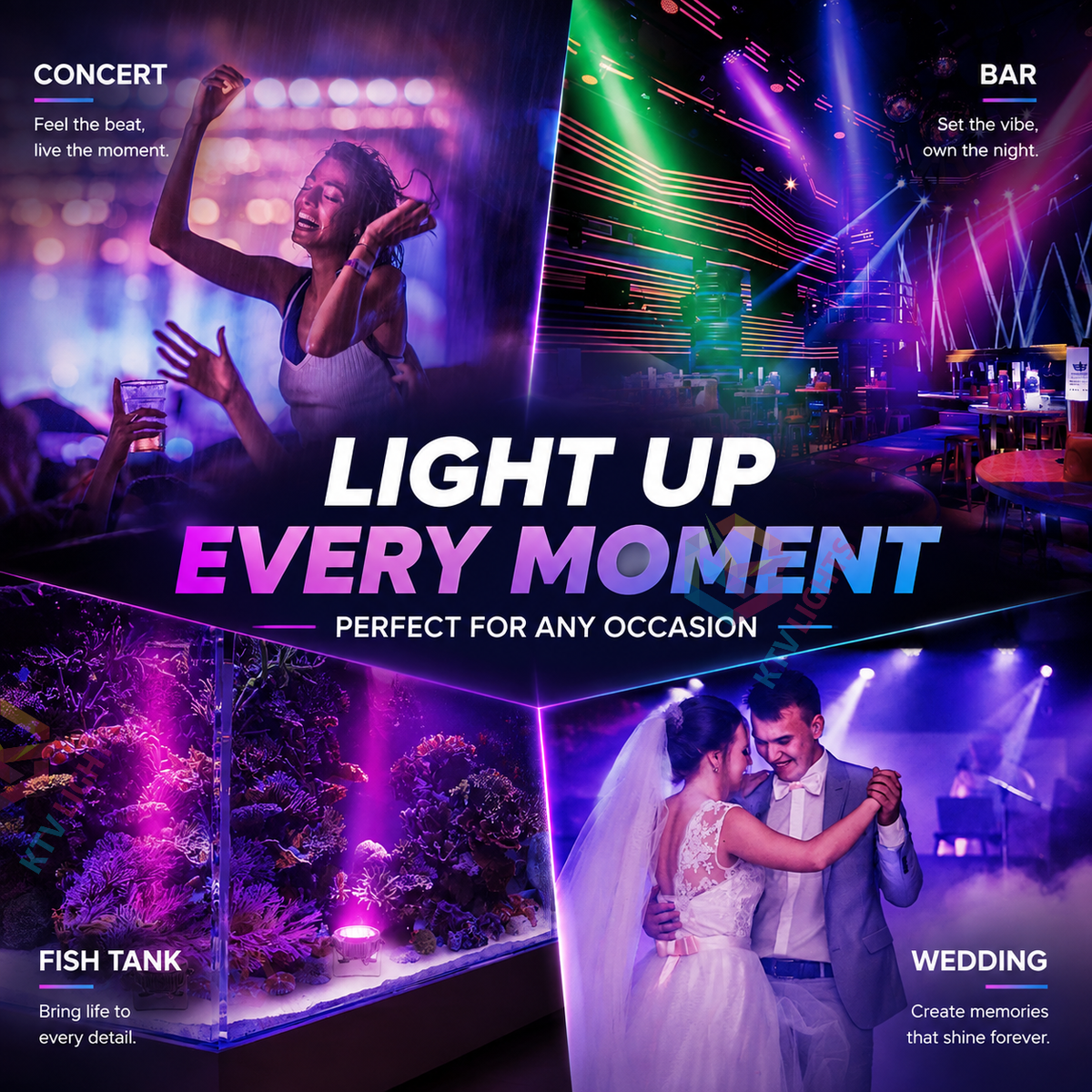 KTVLIGHTS 36-LED RGB 3-in-1 IP65 Waterproof PAR Light-P24