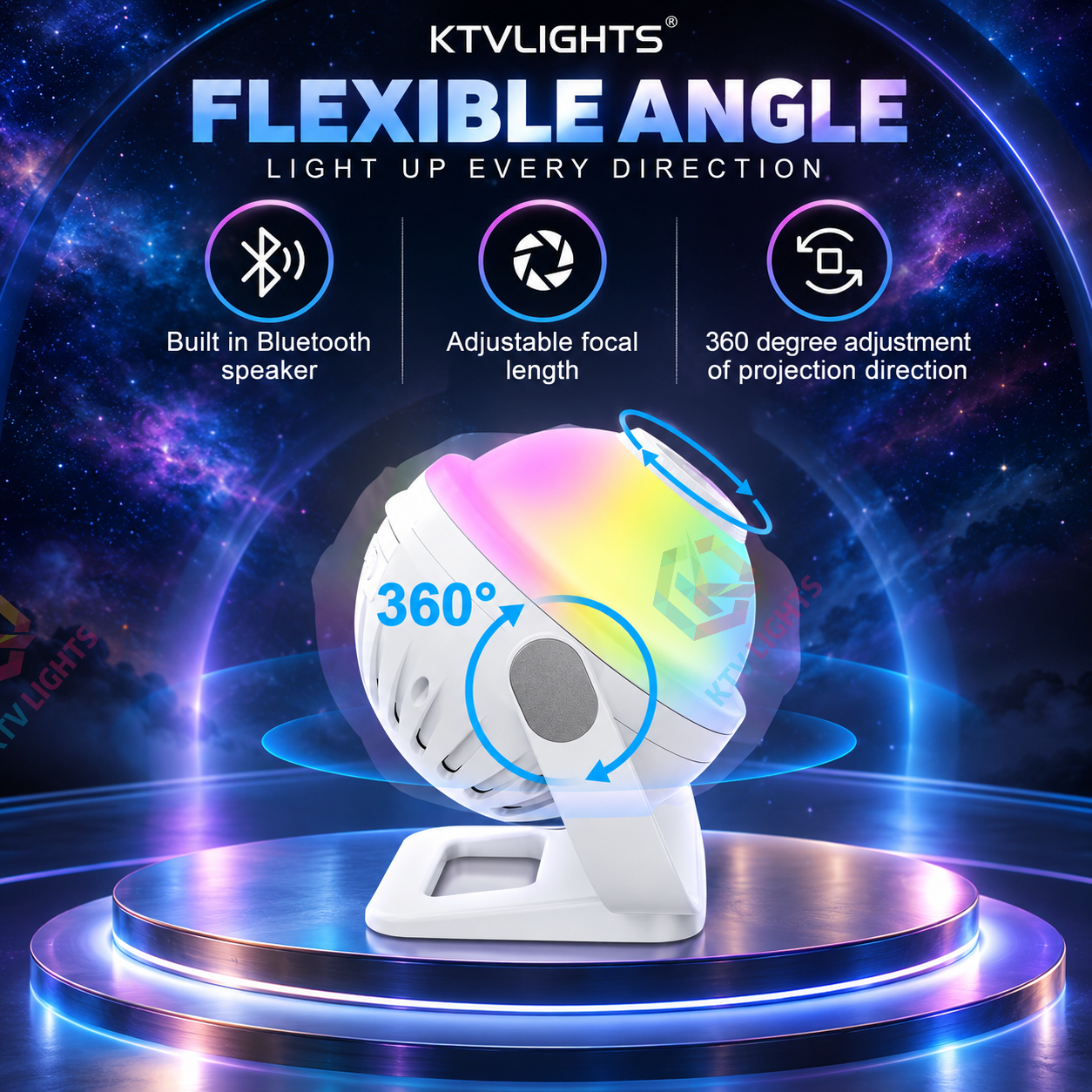 KTVLIGHTS Smart Galaxy Star Projector with APP Control-S60