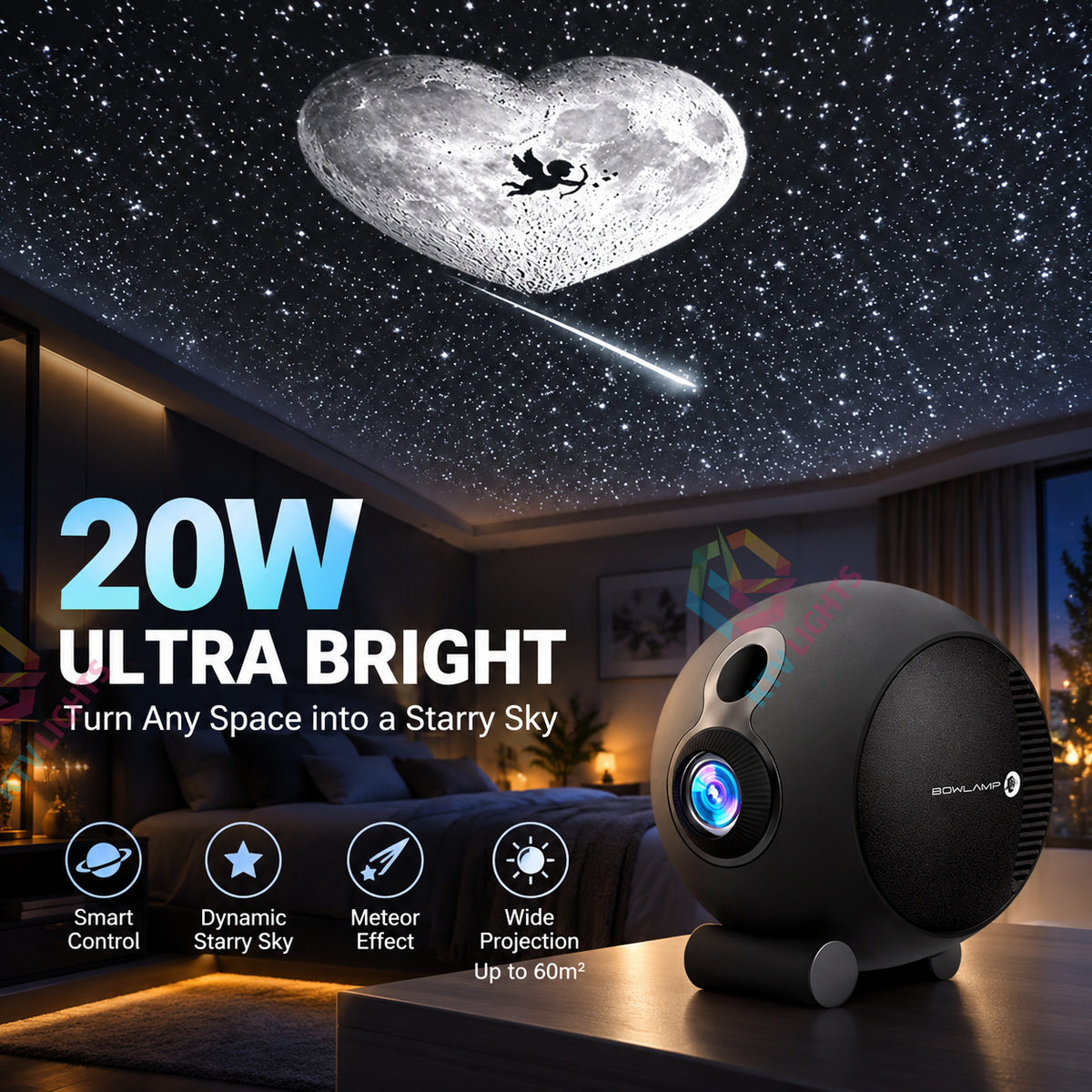 KTVLIGHTS 20W APP Smart Star Galaxy Projector with Dynamic Effects-S61