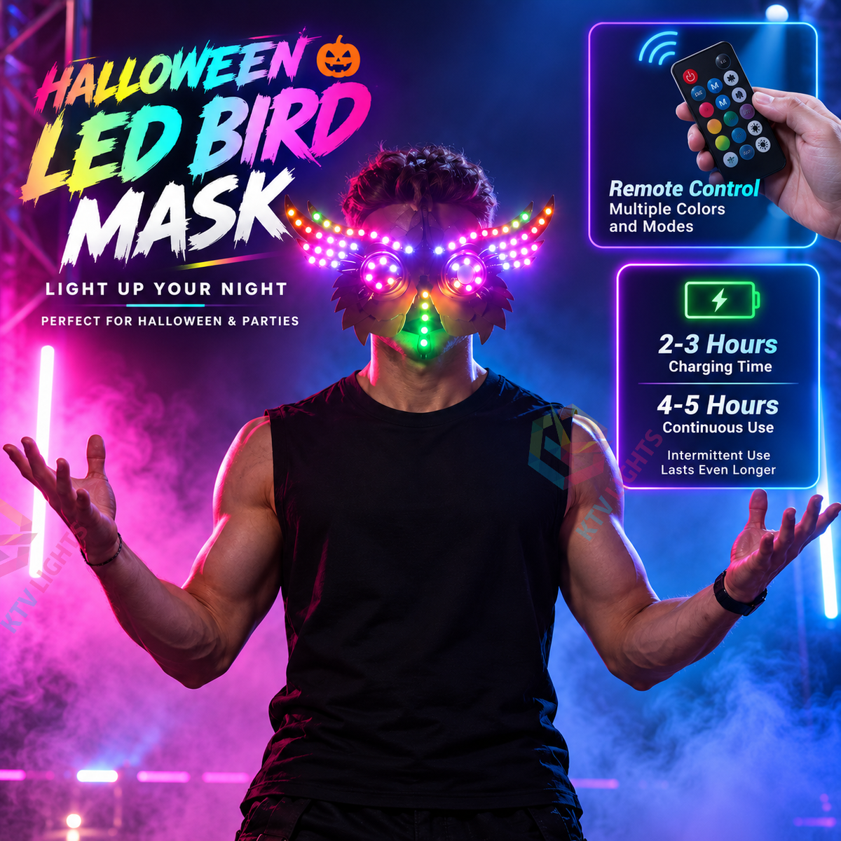 KTVLIGHTS Halloween LED Bird Mask for Adults & Cosplay-M59