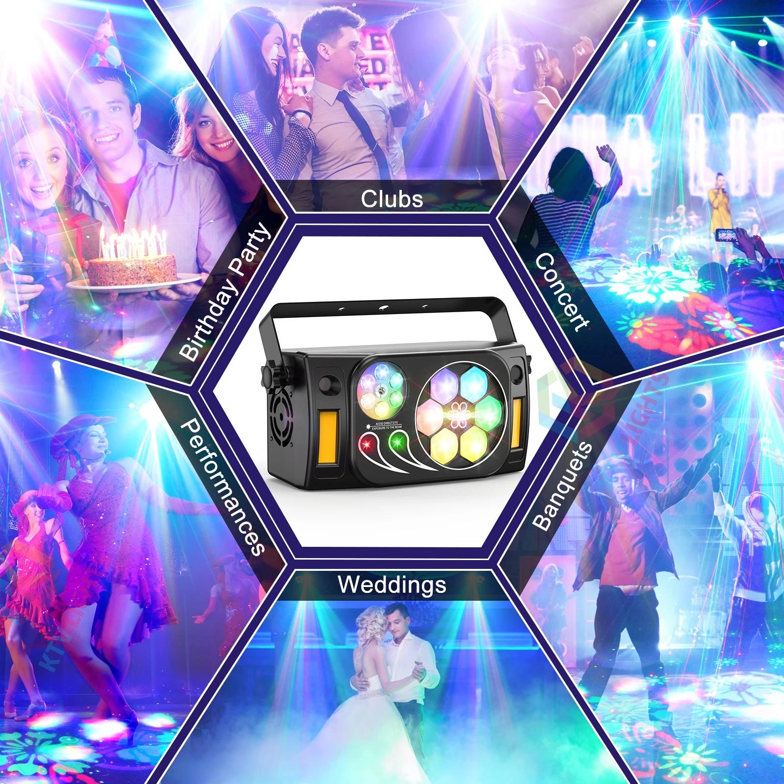 80W RGBW 6-in-1 LED Laser Stage Light with Remote- E83