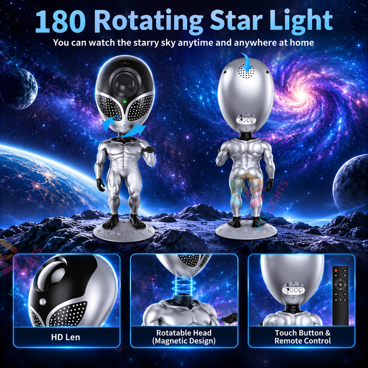 KTVLIGHTS Alien Star Galaxy Projector with 8 Nebula Effects-S59