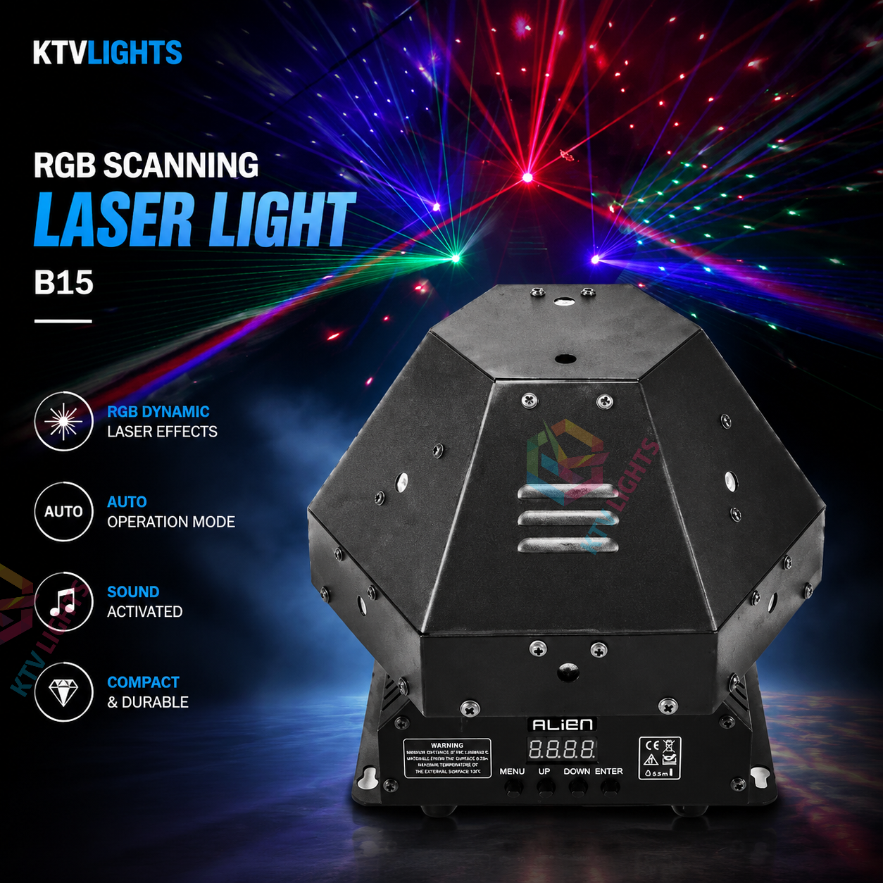 KTVLIGHTS RGB Scanning Laser DJ Stage Light Disco Effect-B15
