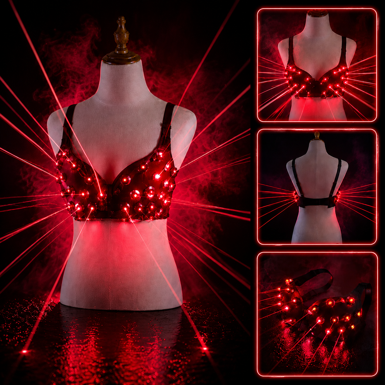 Fashion Red Laser Luminous Lady Bra Sexy Stage Costumes-M2
