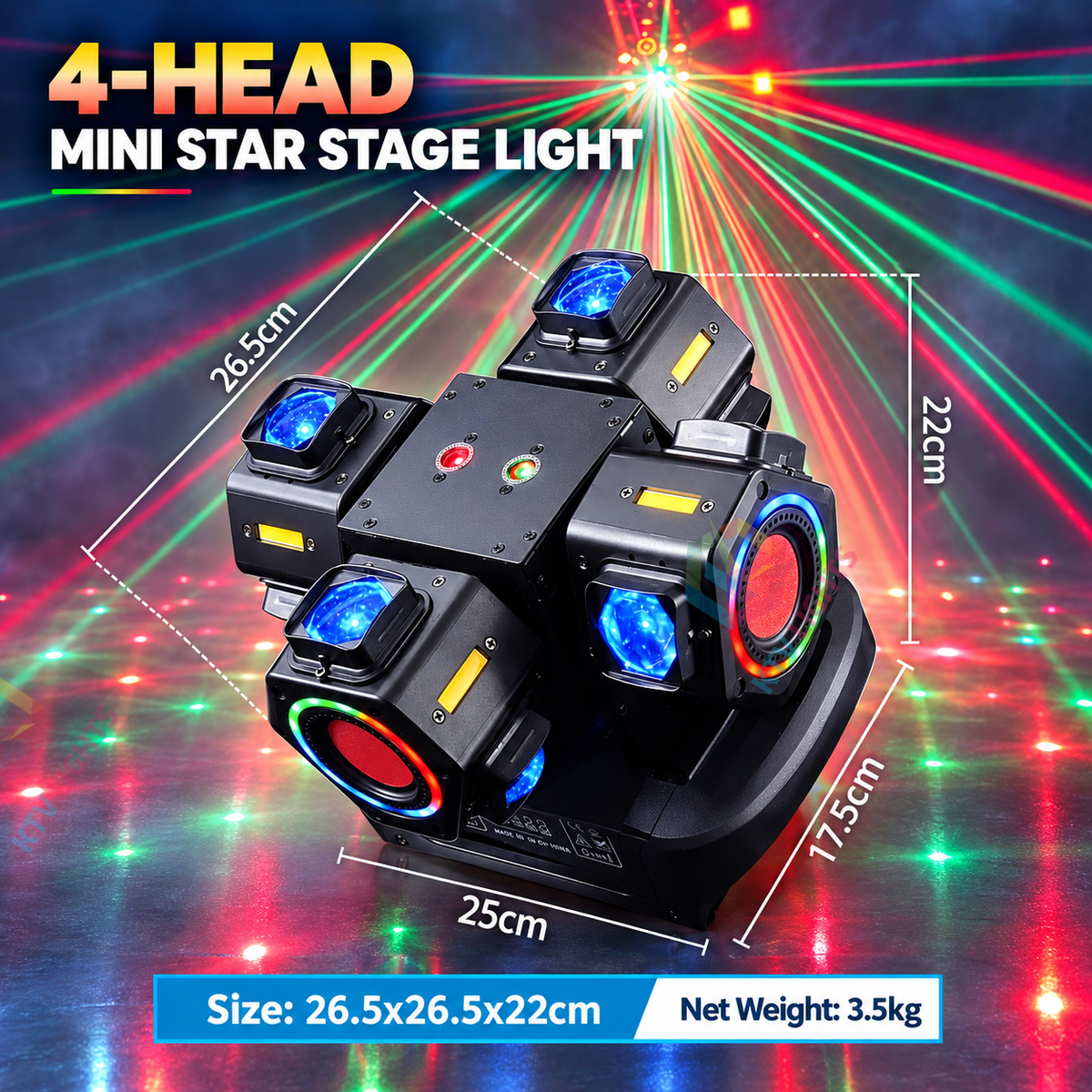 KTVLIGHTS 180W 4-Arm Moving Head Laser Beam DJ Stage Light-E96