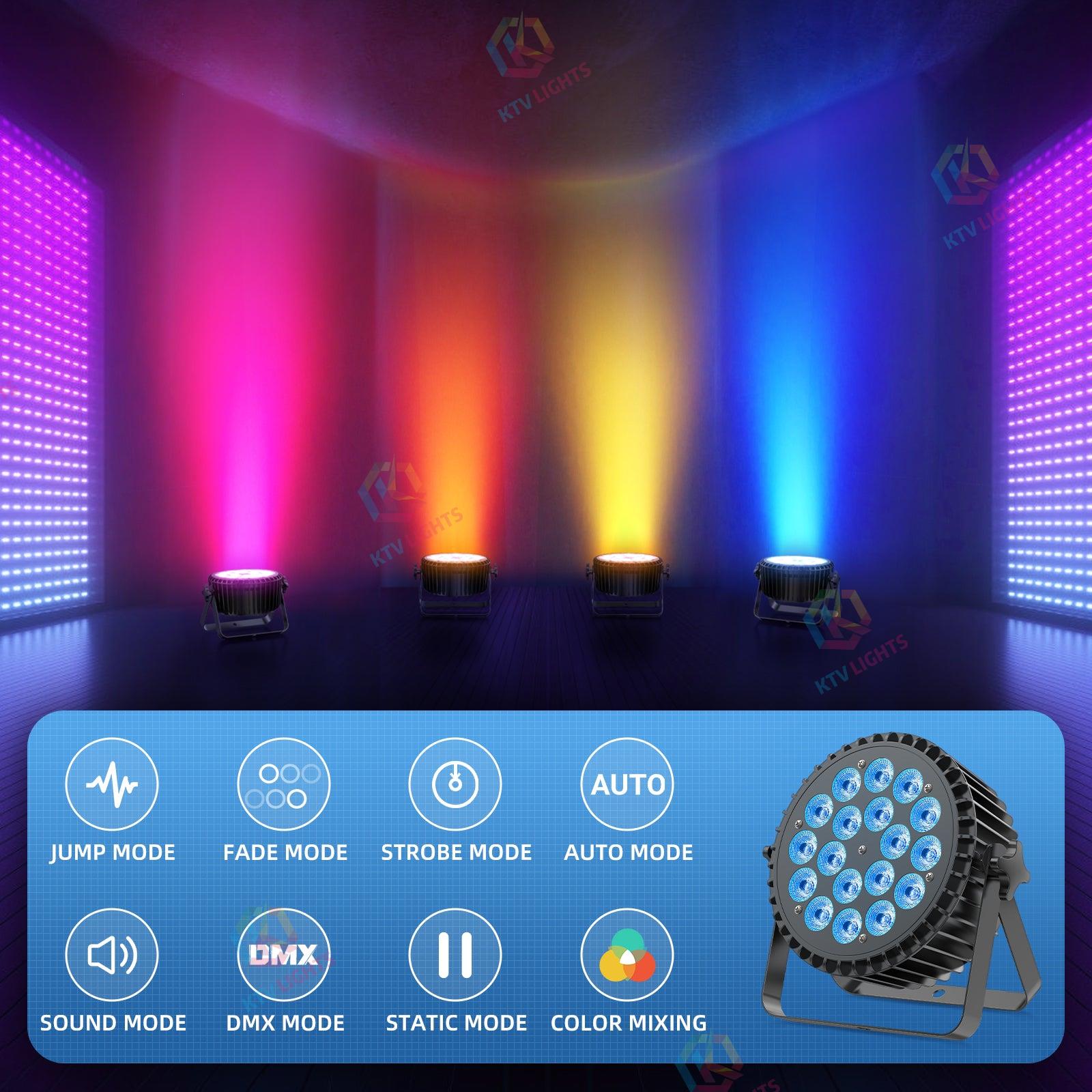 6-in-1 RGBW + UV 18-LED par light-P22