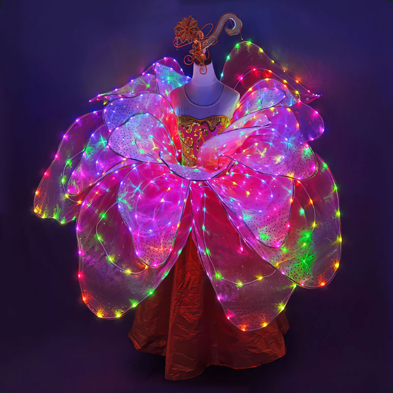 Full Color LED Petal Skirt Flower Opening Dance Big Swing Dress-M14