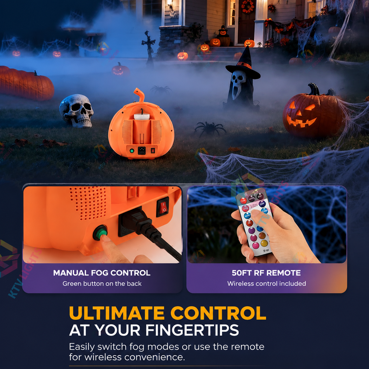 KTVLIGHTS 800W Pumpkin Shape Halloween Party Smoke Machine-Y9
