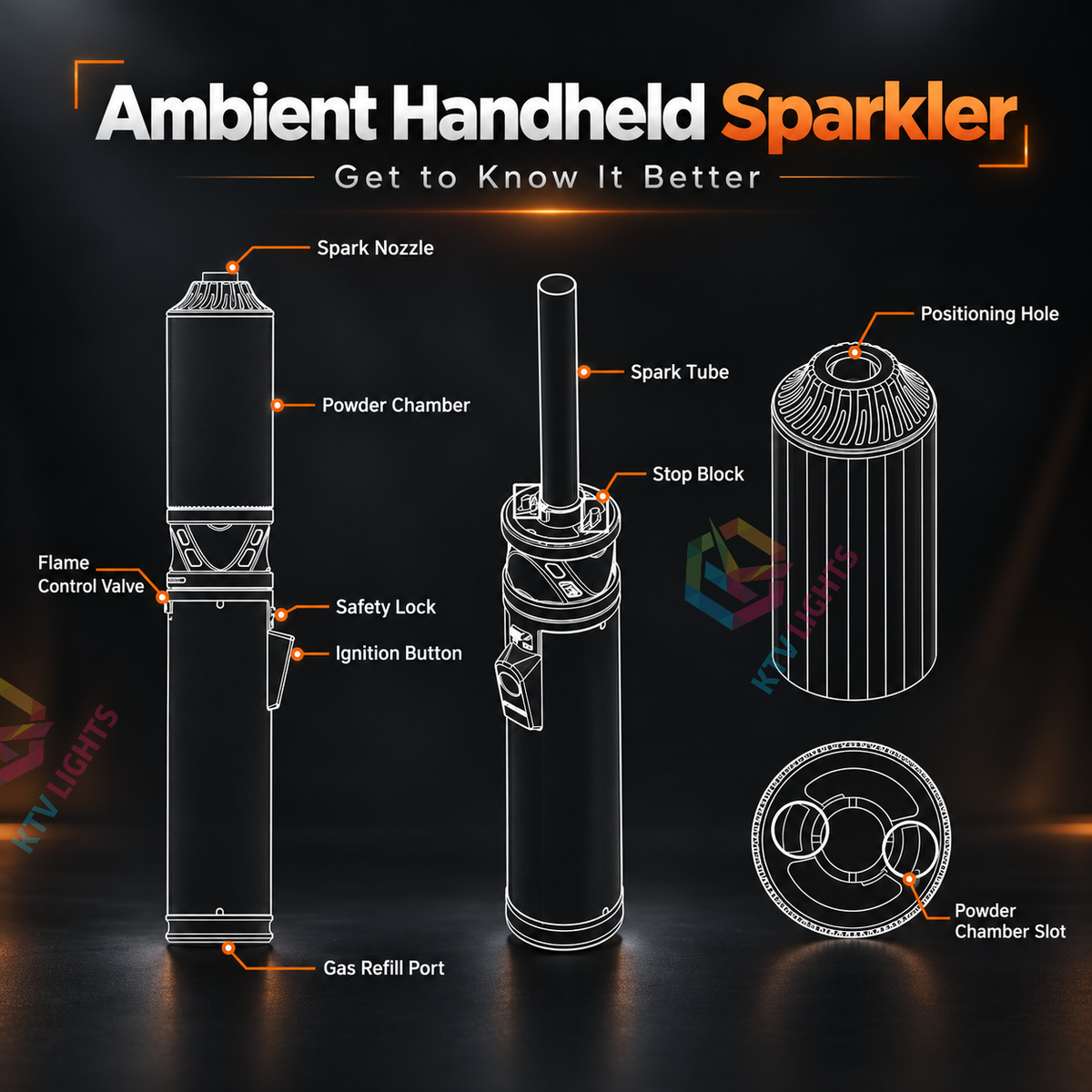 KTVLIGHTS Handheld Sparkler Wand for Weddings & Events-H12