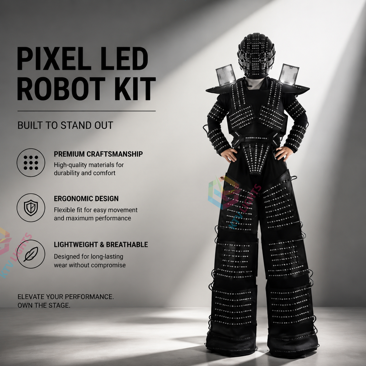 KTVLIGHTS Pixel LED Robot Kit for DIY Costume & Party Shows-M45