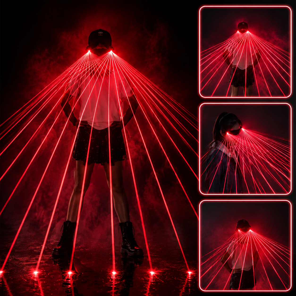 KTVLIGHTS Red Laser Glasses for Parties, Clubs & Festivals -M33