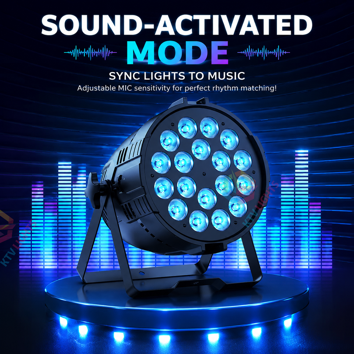 KTVLIGHTS 18x10W RGB 6-in-1 LED Stage PAR Light-P38