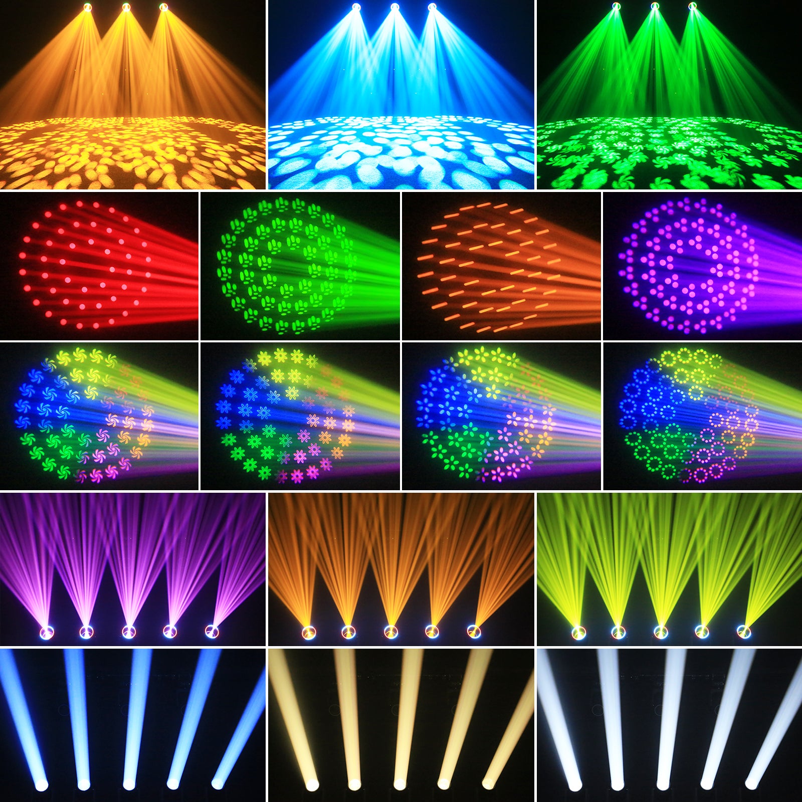 200W LED Beam Moving Headlight 18 Gobos 15 Colors 8+48 Prism Stage Light-E25