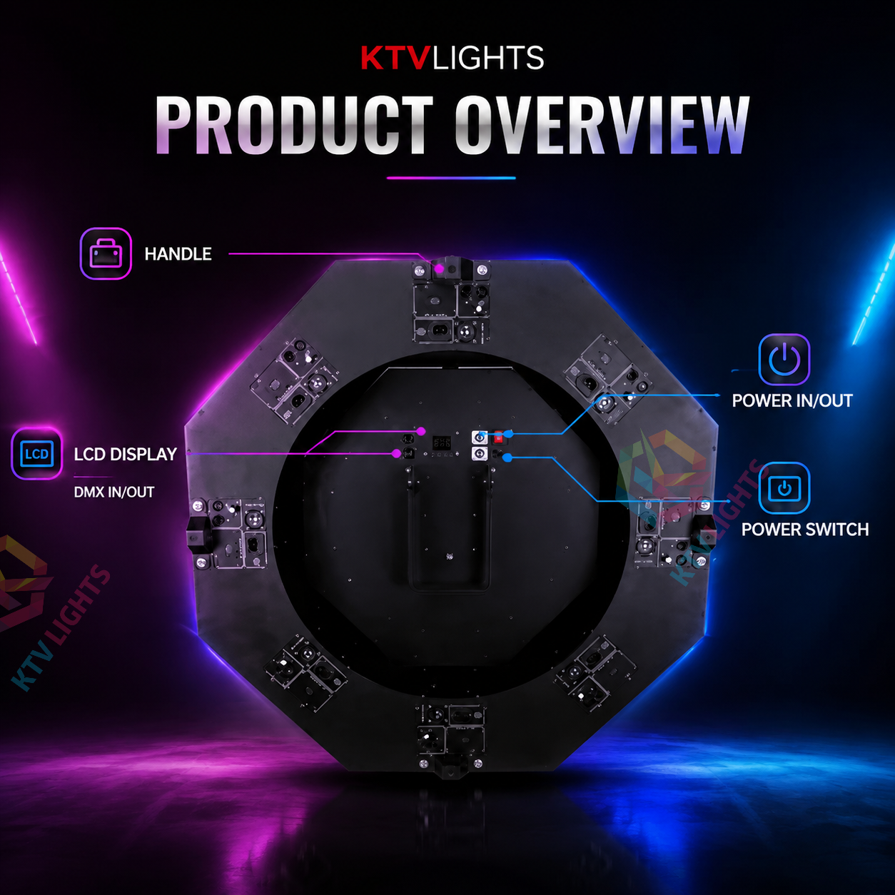 KTVLIGHTS RGB 3-in-1 Big Windmill LED Laser Background Light-B33