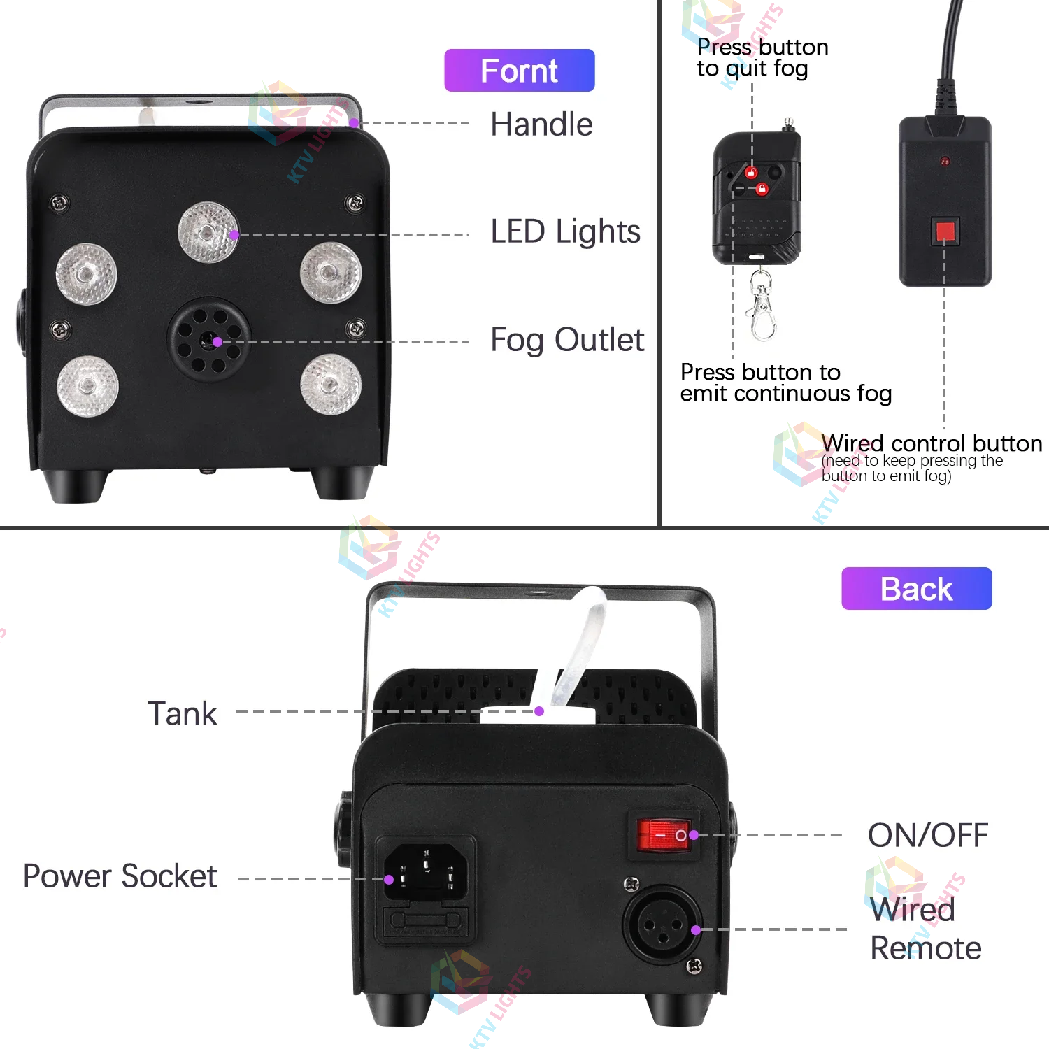 500W Colored Smoke Machine with Remote Control-Y4