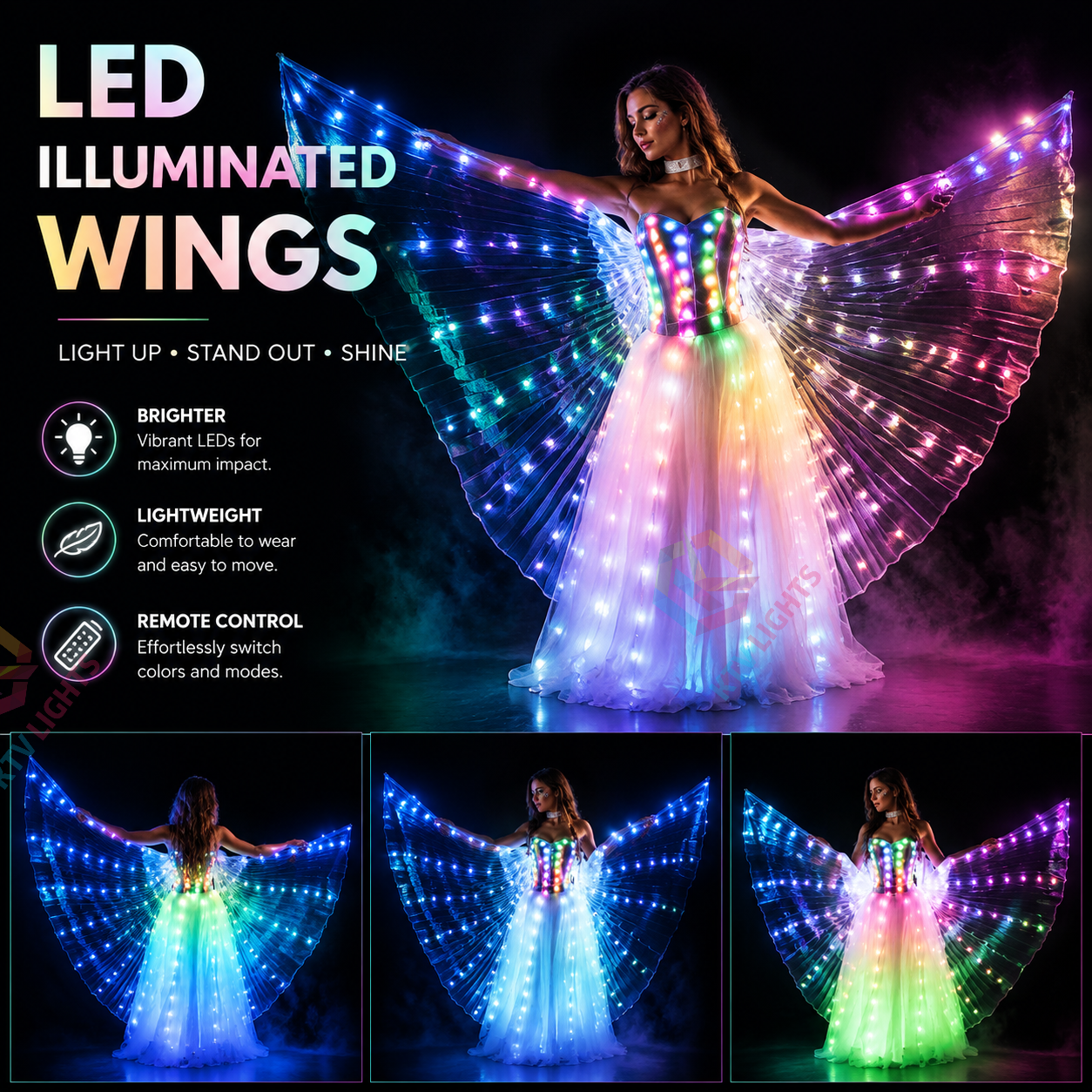 KTVLIGHTS LED Wings for Ballet, Wedding & Stage Performance-M52