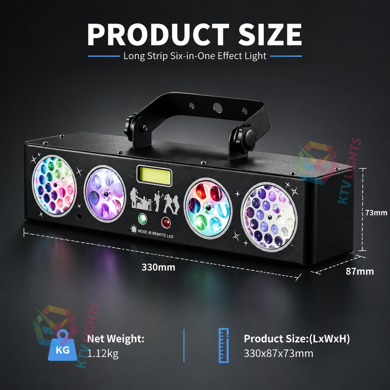KTVLIGHTS 6IN1 LED Laser Stage Light for DJ Party Wedding Club- C9