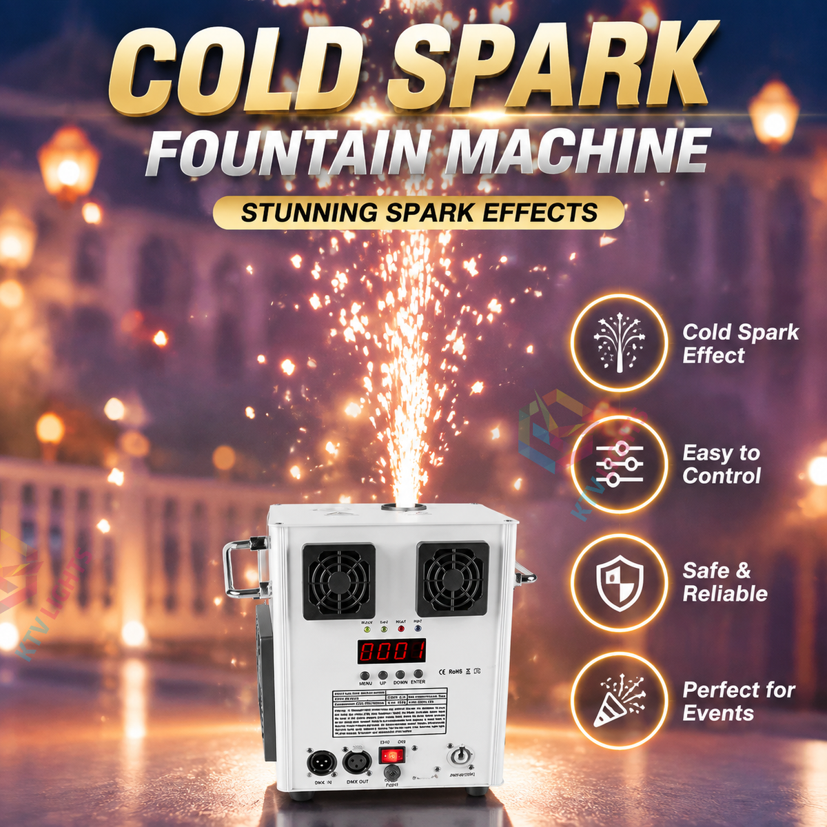 KTVLIGHTS 700W Fireworks fountain machine cold spark machine-H1
