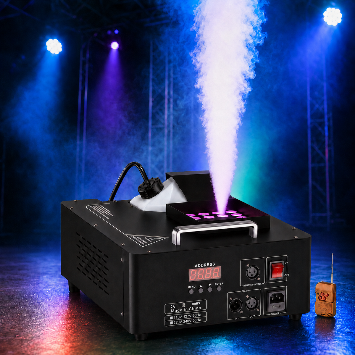 KTVLIGHTS 24-LED 3-in-1 Full-Color DMX512 Fog Machine-Y12