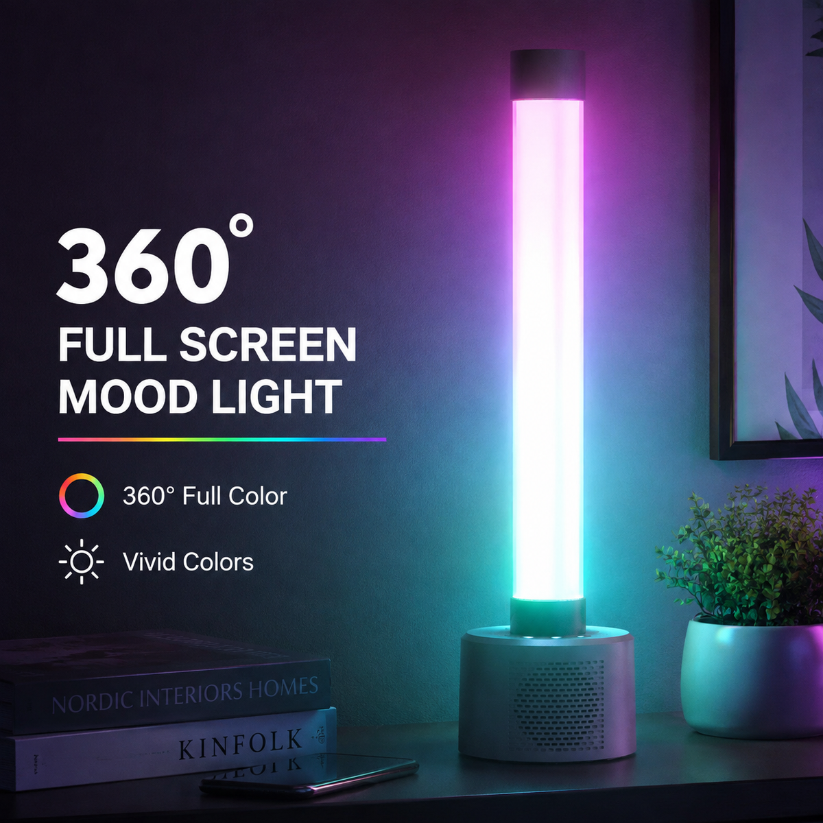KTVLIGHTS 10W RGBW Bluetooth Stereo Speaker & Music Sync Mood Light