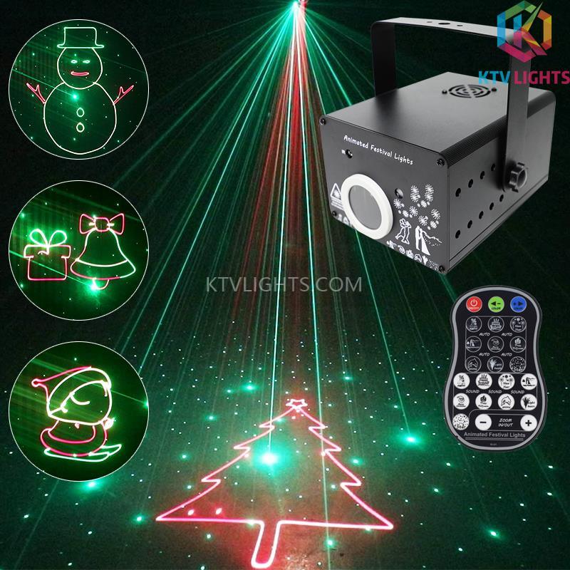 Luz láser de animación navideña 9 en 1, control por voz/con control remoto/luz de escenario DMX512-A15