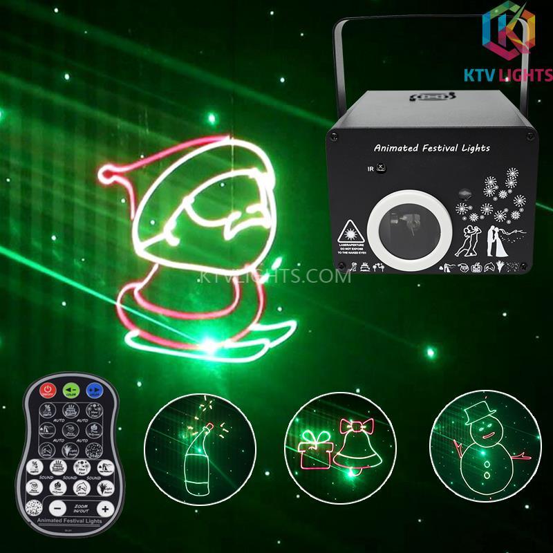 9-i-1 Holiday Animation Laser Light-Voice Control/Med fjernkontroll/DMX512 Stage Light-A15