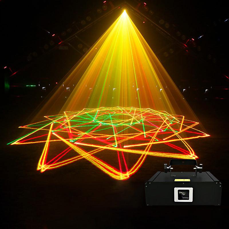 Luz láser animada RGB de 1,5 w, control de voz/luz de escenario DMX512-A10