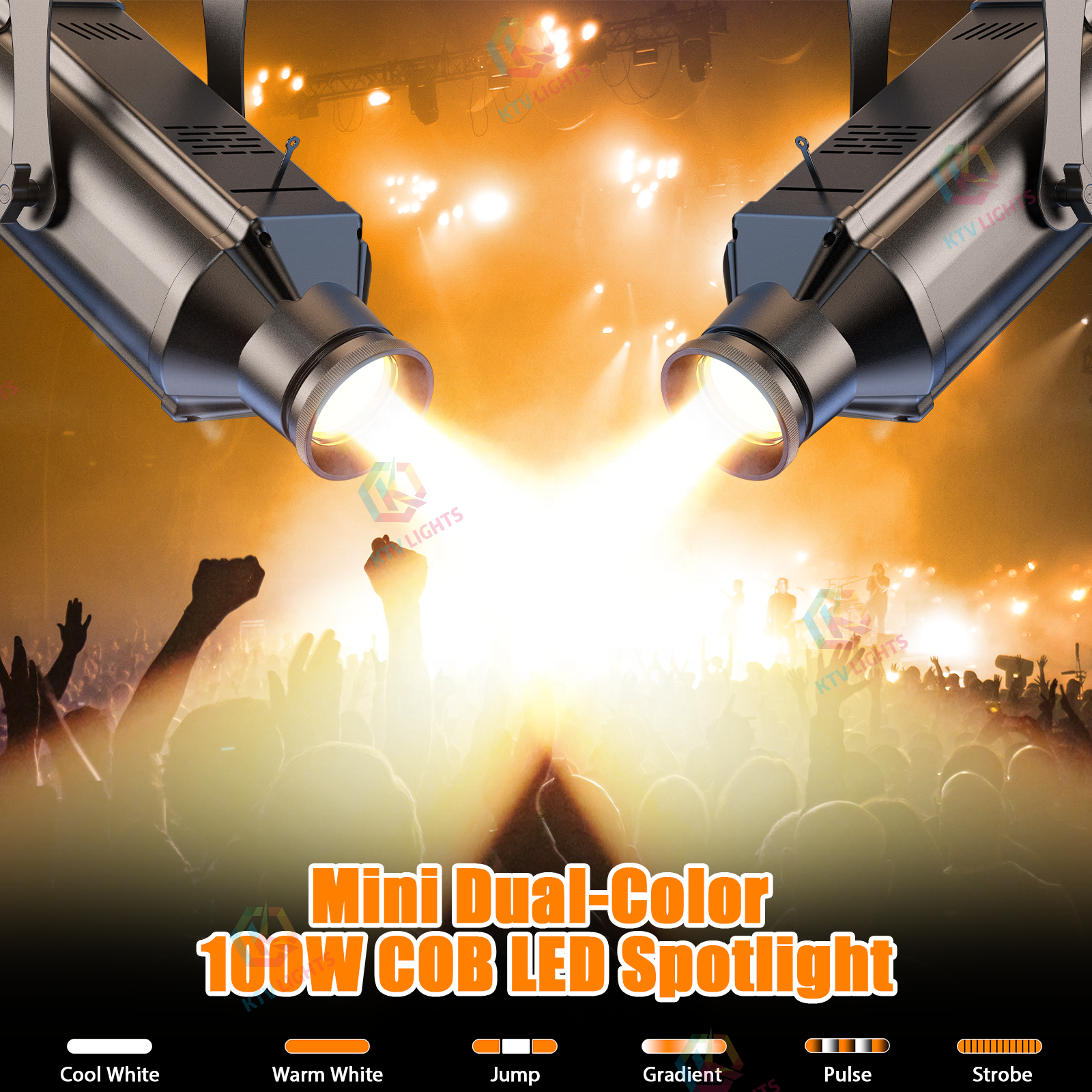 100W RGB 3-in-1 Dual-Color Contour Stage Spotlight - J6