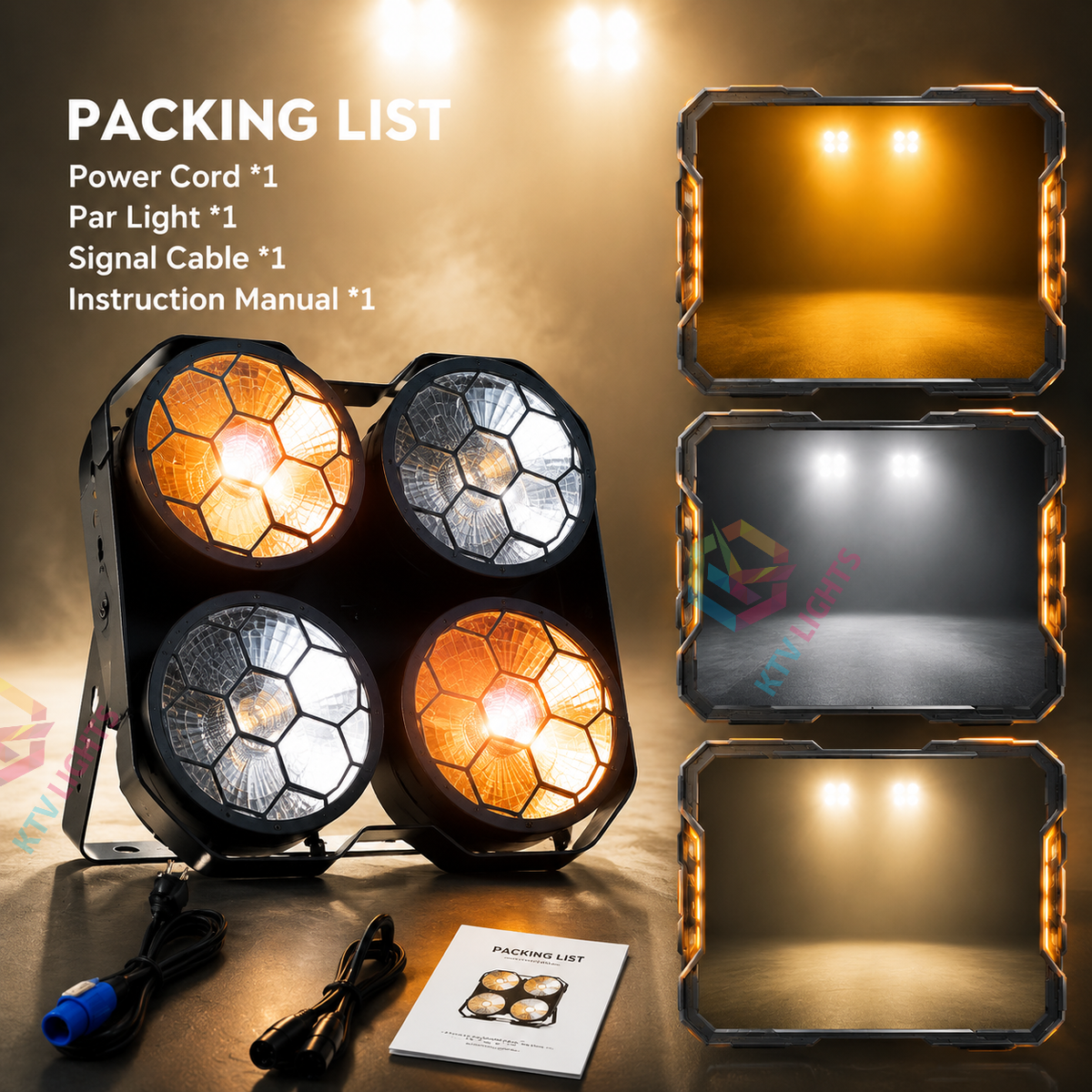 KTVLIGHTS 4x100W COB 4-Eye LED Stage Blinder Light-P41