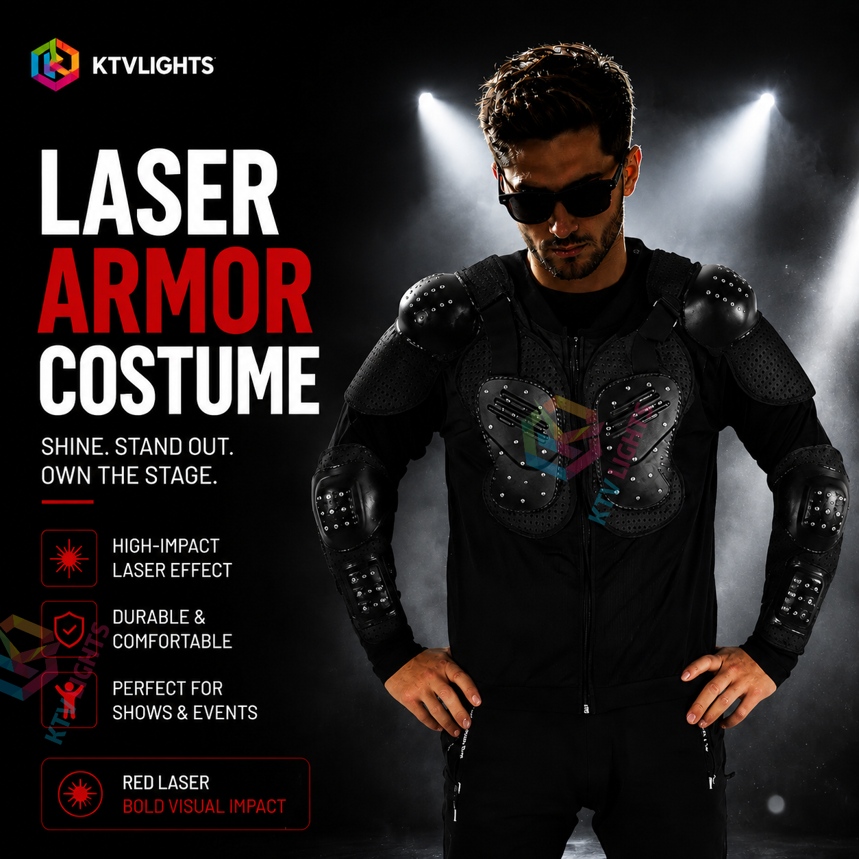 KTVLIGHTS Red Laser Armor Costume For Epic Party Looks-M29