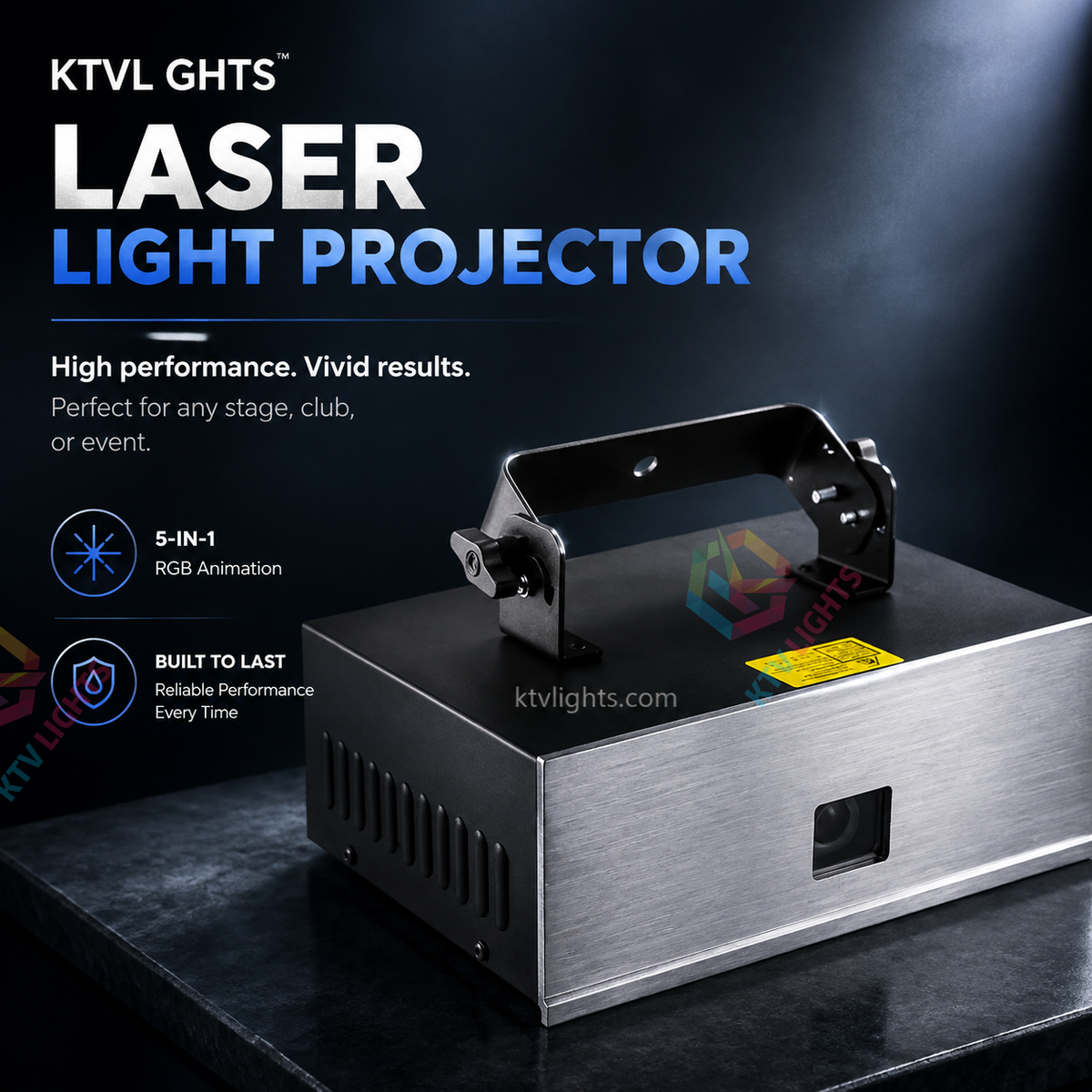 KTVLIGHTS 2W/4W 5-in-1 RGB 3D Animation Beam DMX Stage Laser Light-A7