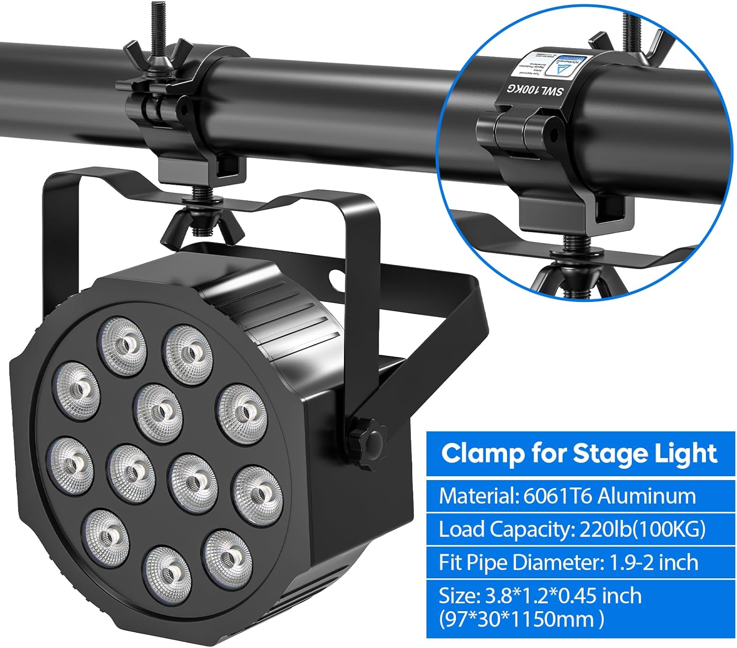 [4 Pack] Stage Lighting Clamps, TUV 2 Inch Truss Lighting Clamps