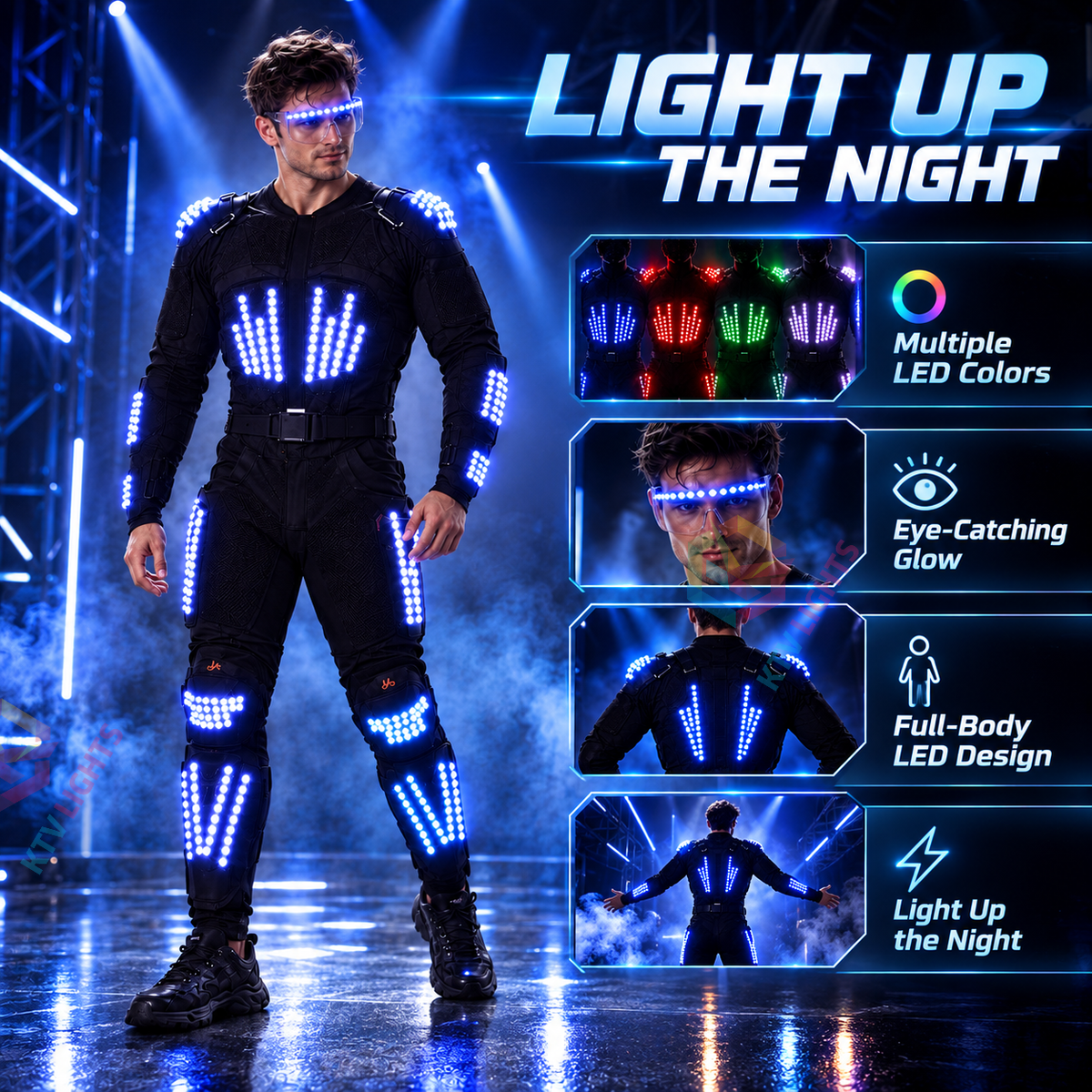 KTVLIGHTS LED Armor Costume for Rave, Cosplay & Stage-M61