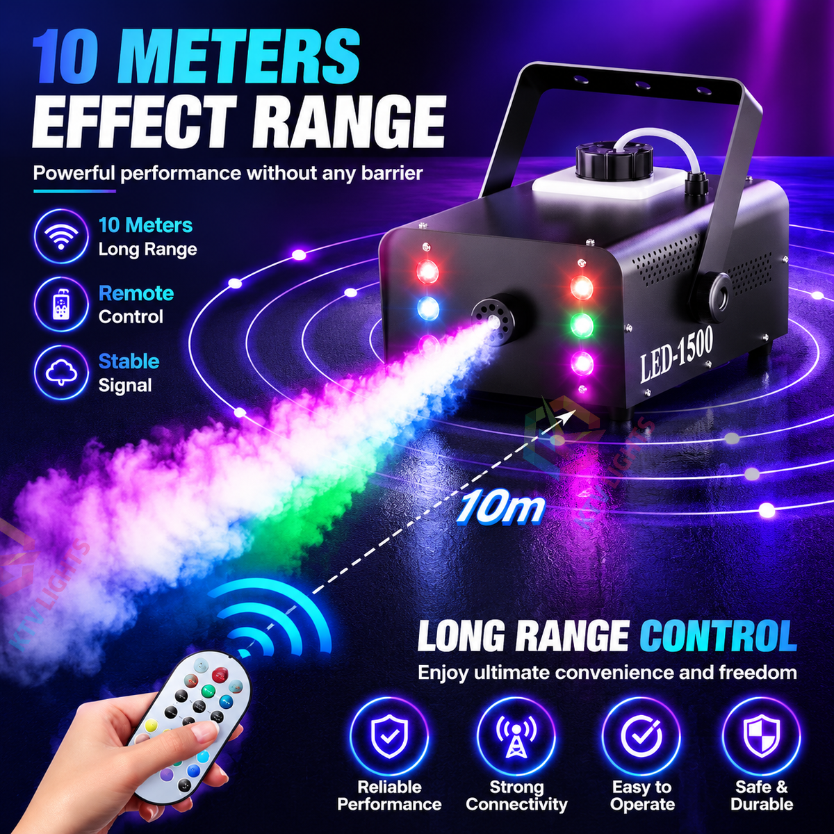 KTVLIGHTS 1500W Upgraded RGB 6LED Fog Machine - Y13