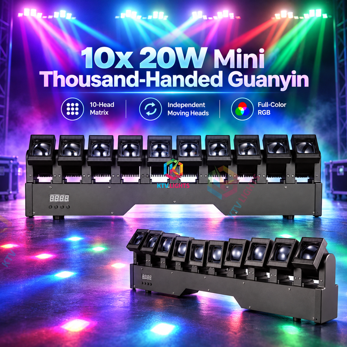 KTVLIGHTS 10x20W Mini Thousand-Handed Guanyin Matrix LED Bar Stage Light-E109