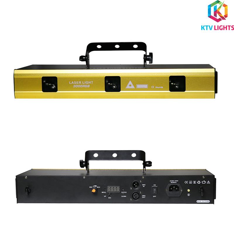 Controllo vocale con luce laser animata RGB da 3 W/luce da palco DMX512-A19
