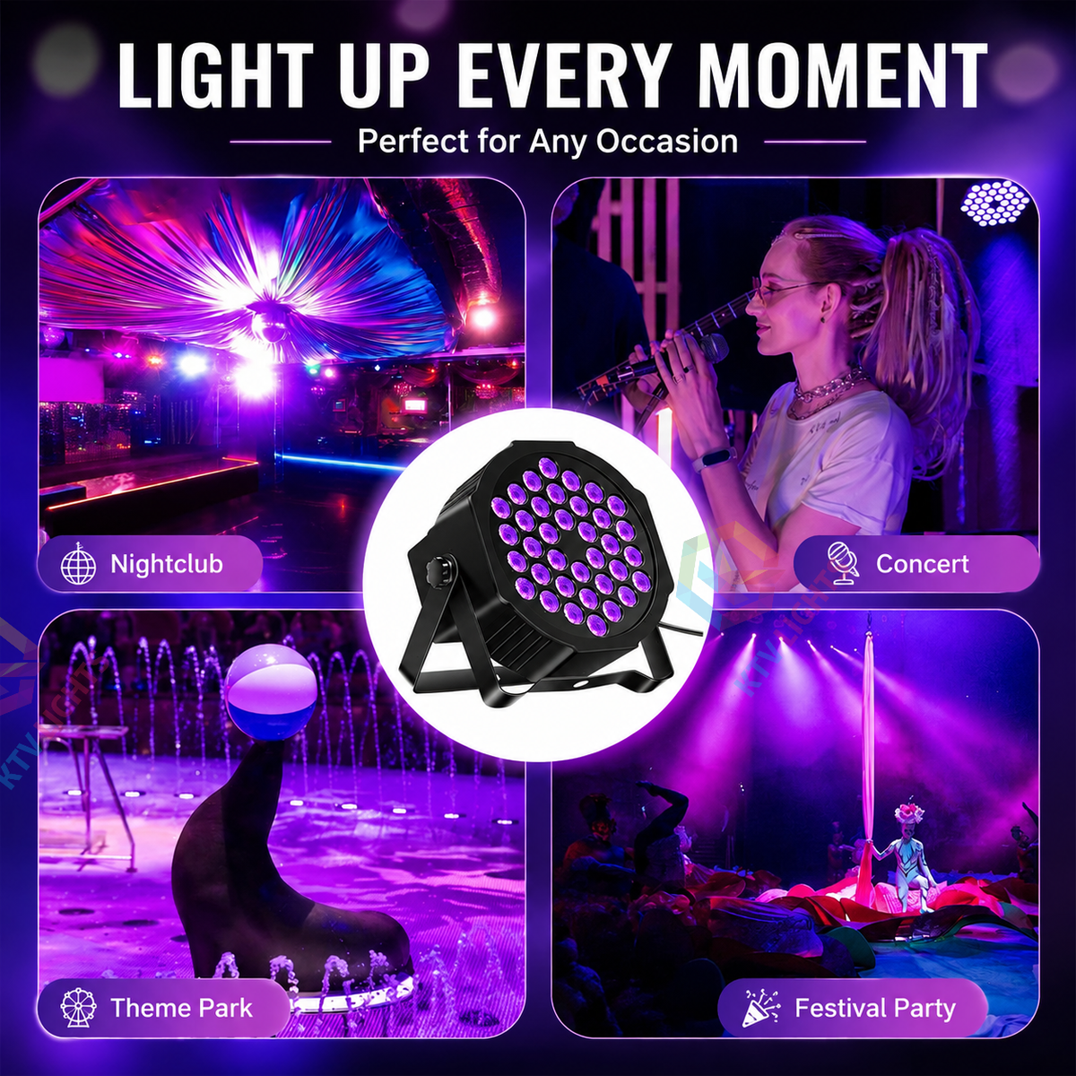 KTVLIGHTS 36W UV LED DJ Stage PAR Light-P69
