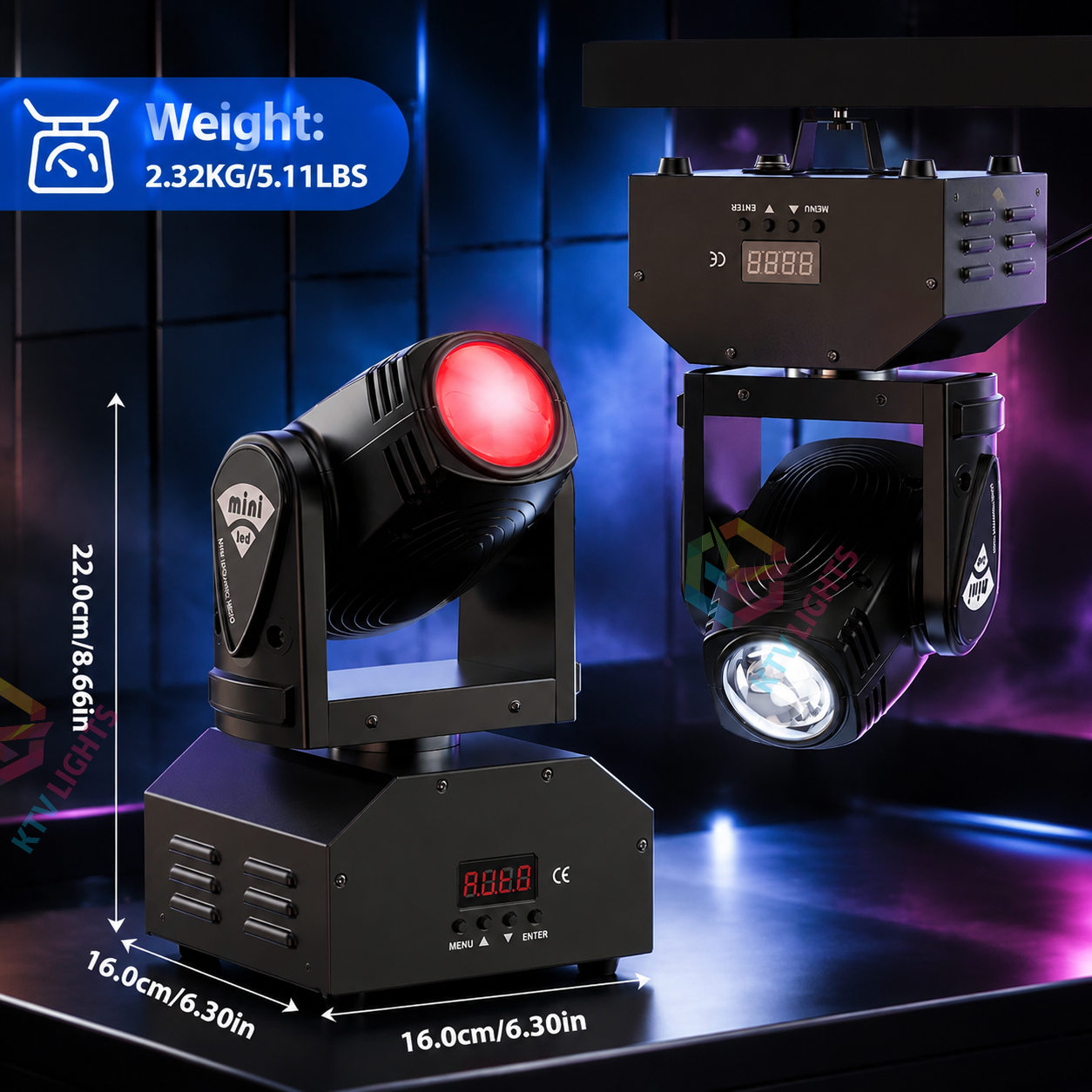 KTVLIGHTS RGBW 4-in-1 LED Beam Moving Head Light DJ Stage Lighting-E20