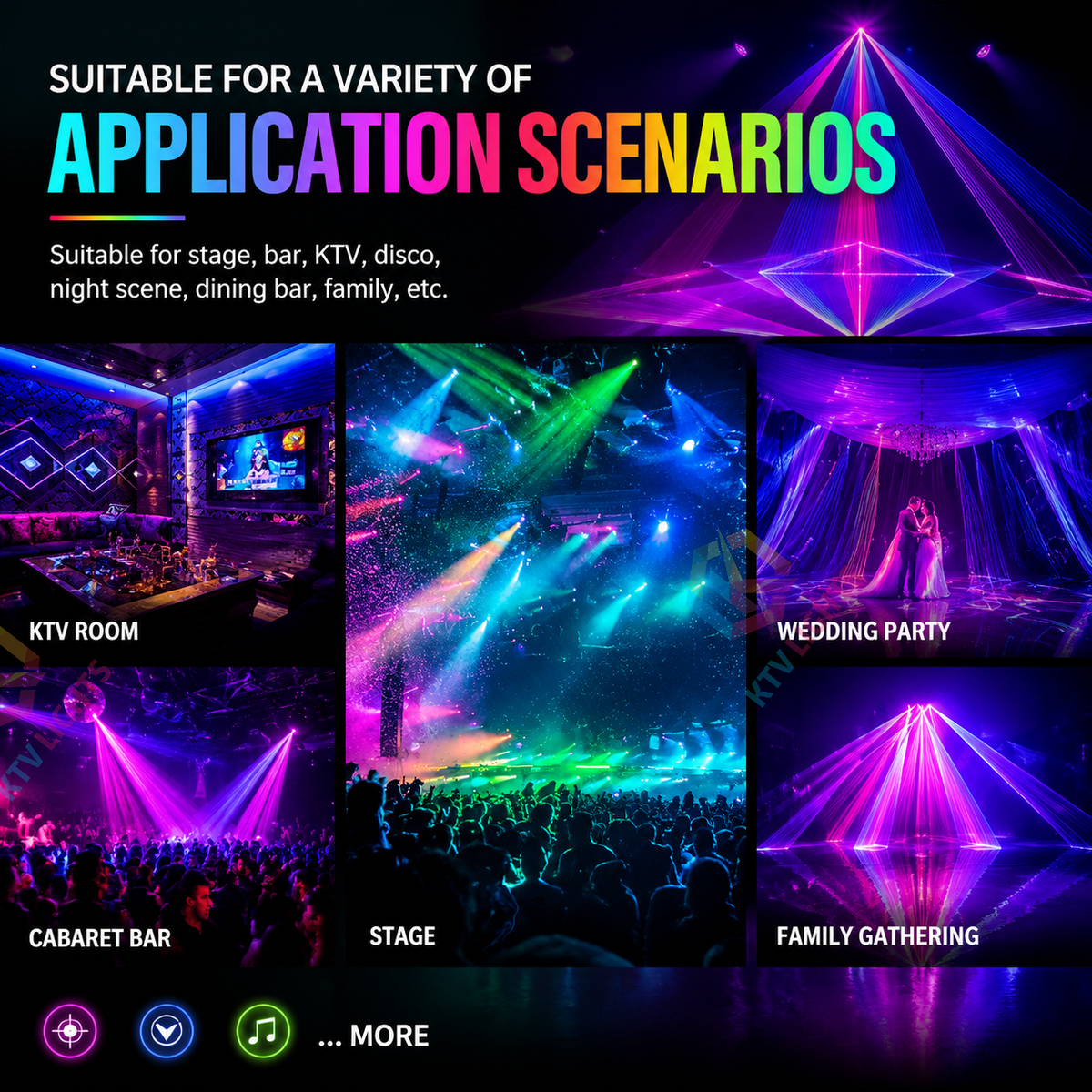 KTVLIGHTS 3W RGB Animation Laser Light for DJ Stages (Built-in 256 Patterns)-A19