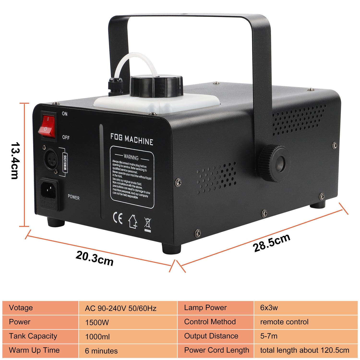 1500W Upgraded RGB 6LED Fog Machine - Y13