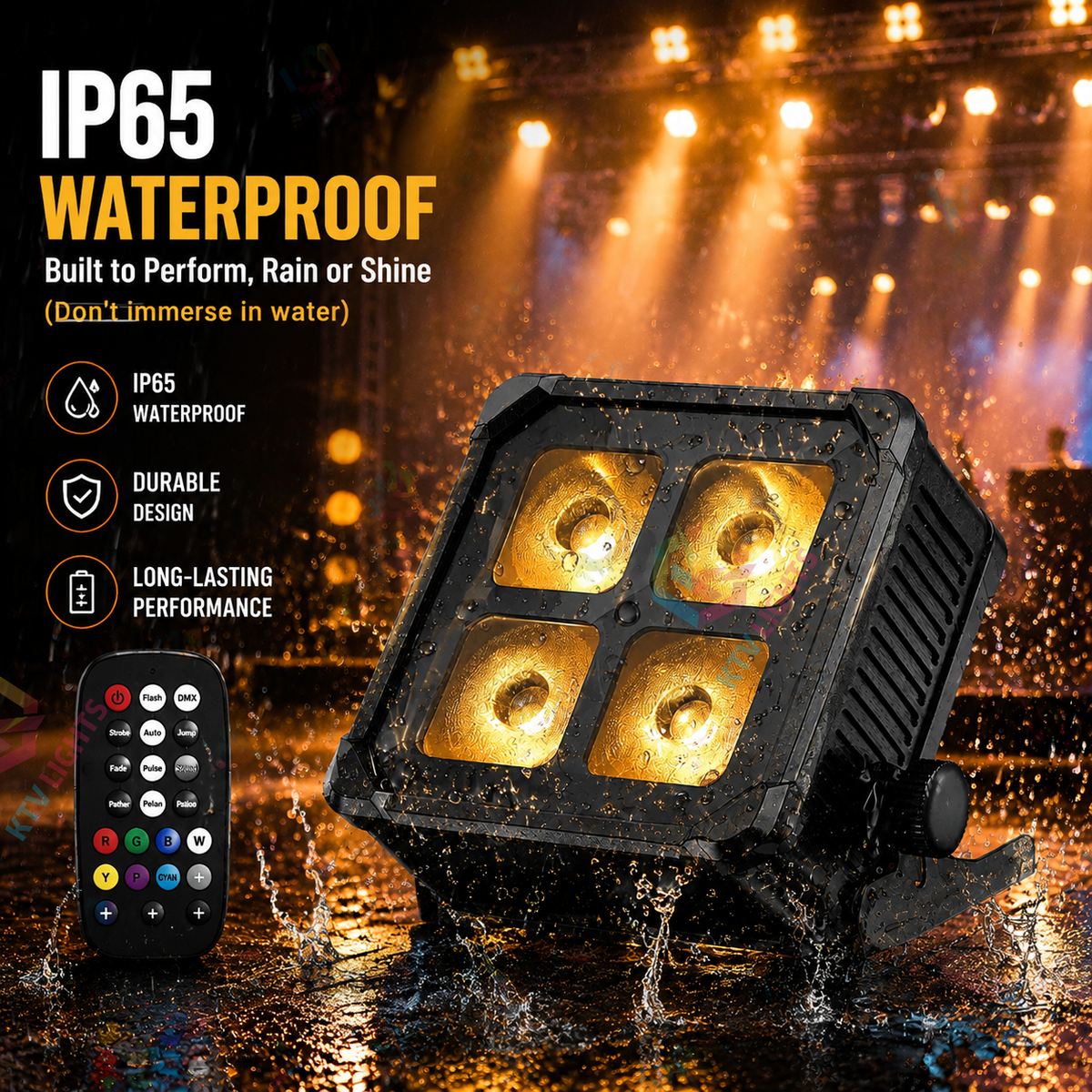 KTVLIGHTS 4x15W RGBW IP65 Battery-Powered LED PAR Light-P15